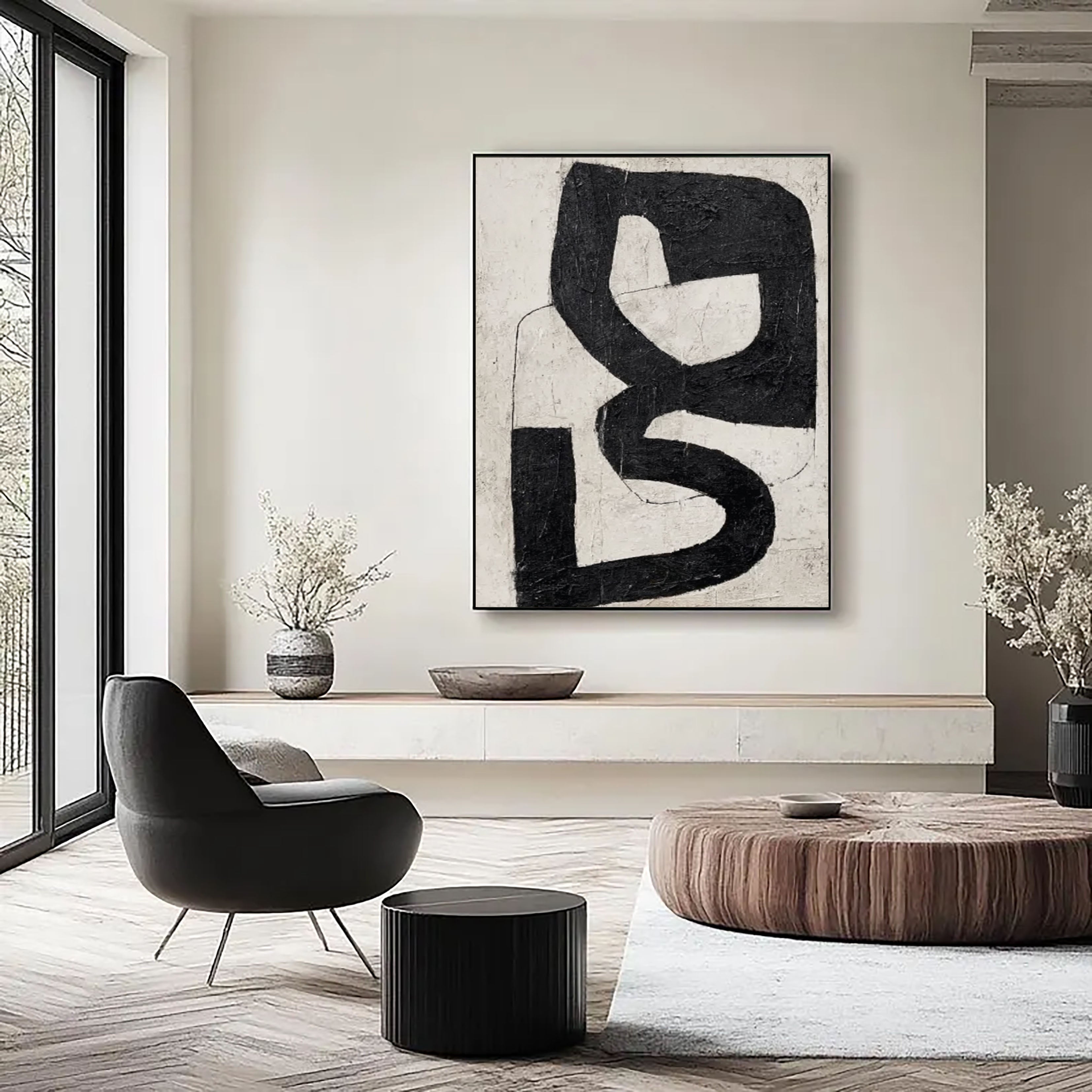 Textured Abstract Contrast | Black Form