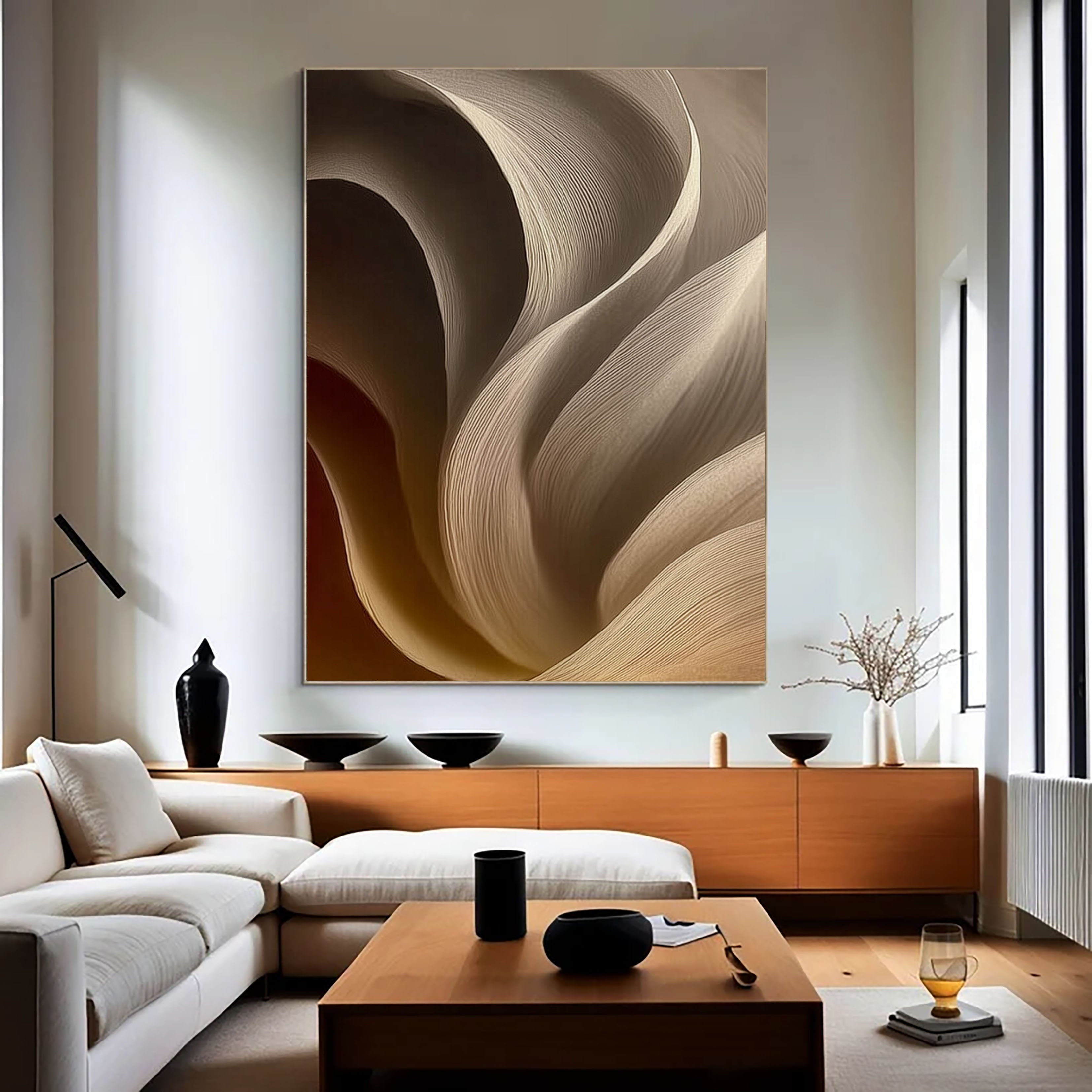 Textured Wave Contours | Sand Beige