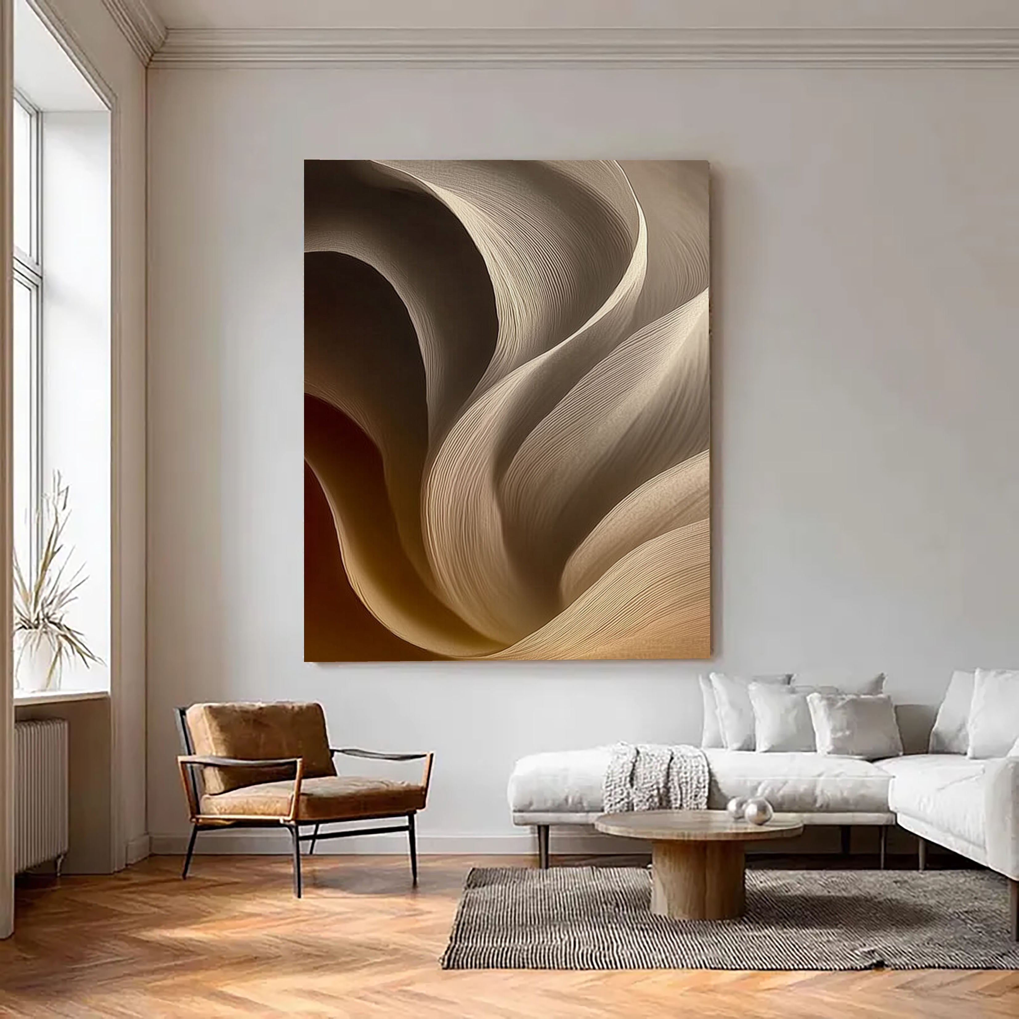 Textured Wave Contours | Sand Beige