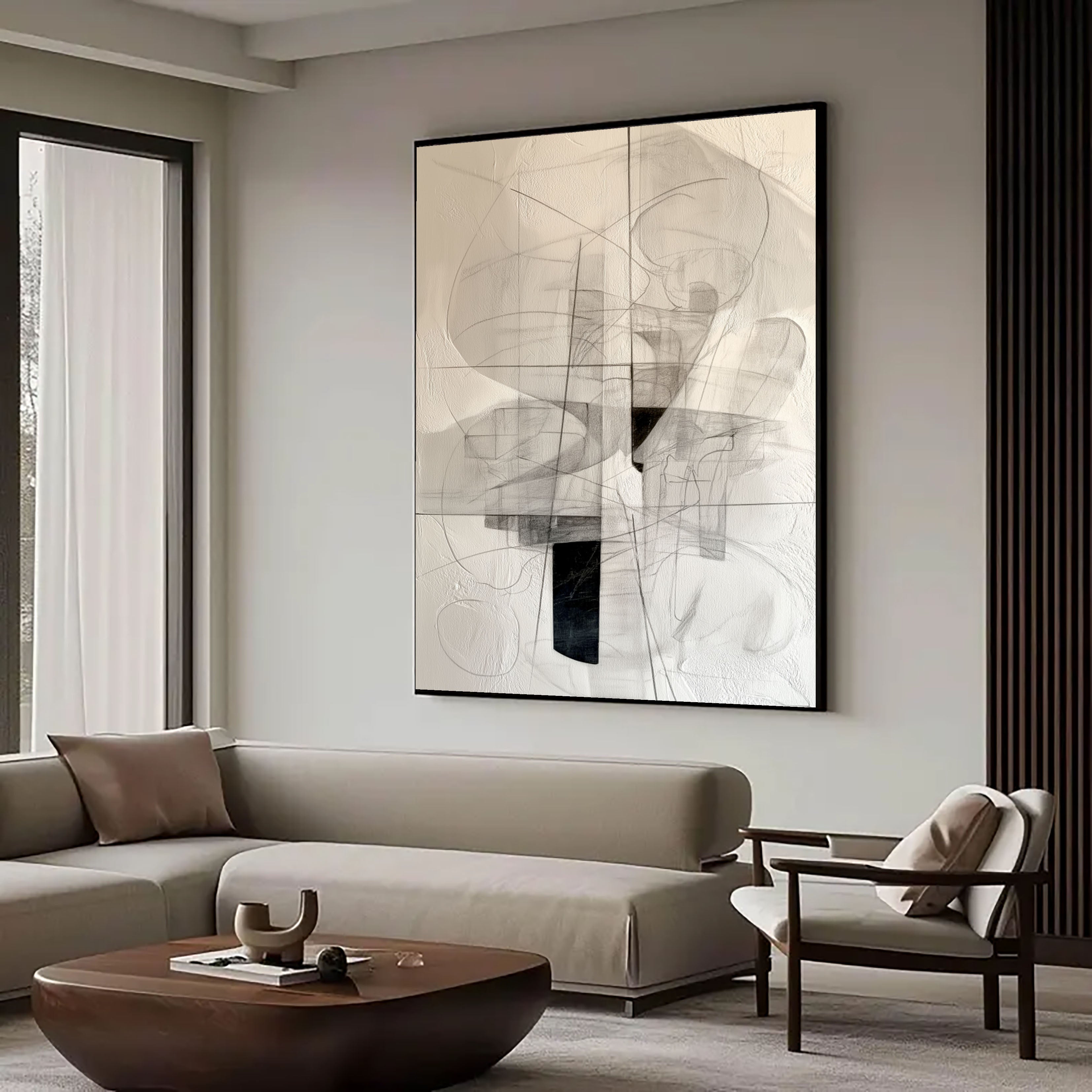 Textured Linear Abstract | Black White
