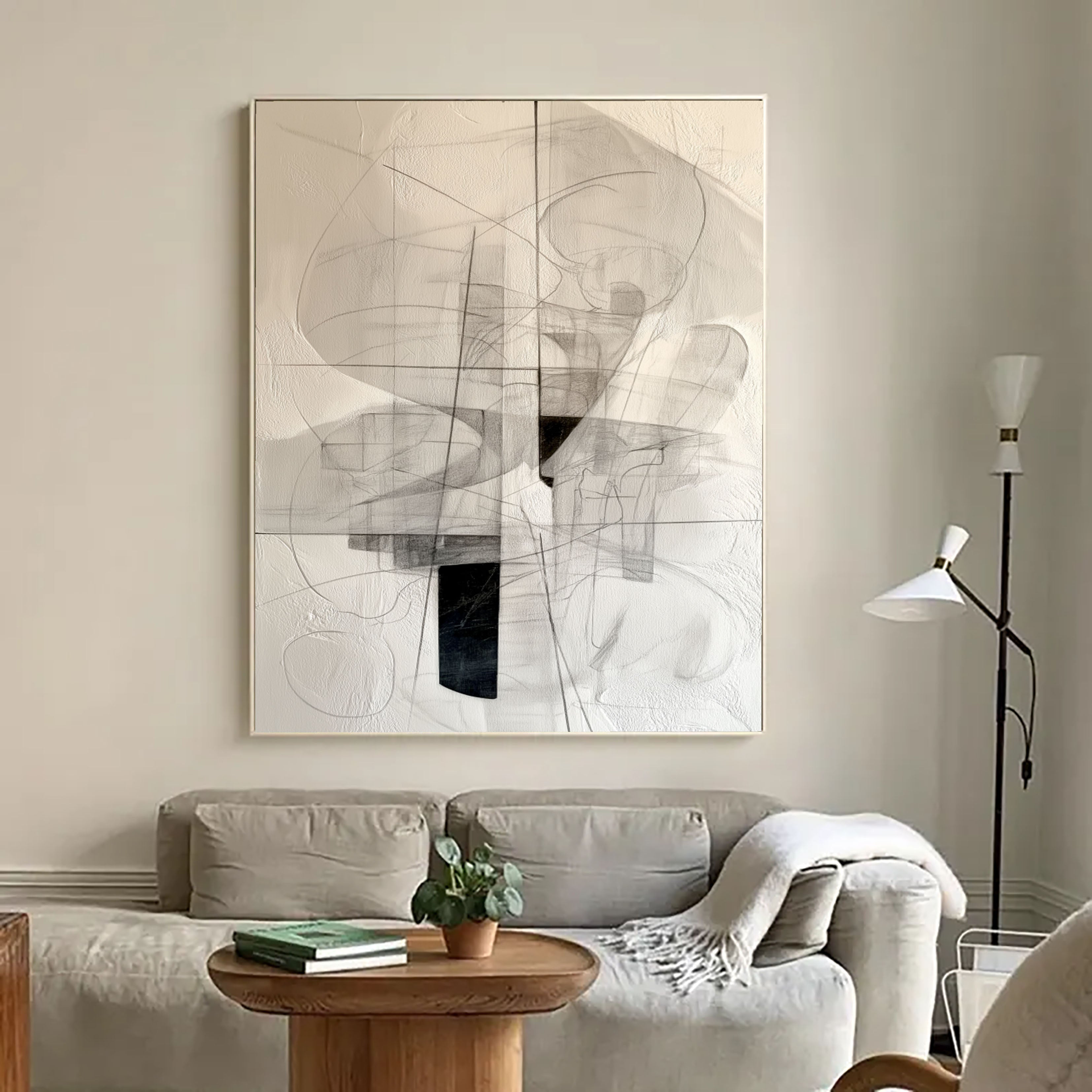 Textured Linear Abstract | Black White