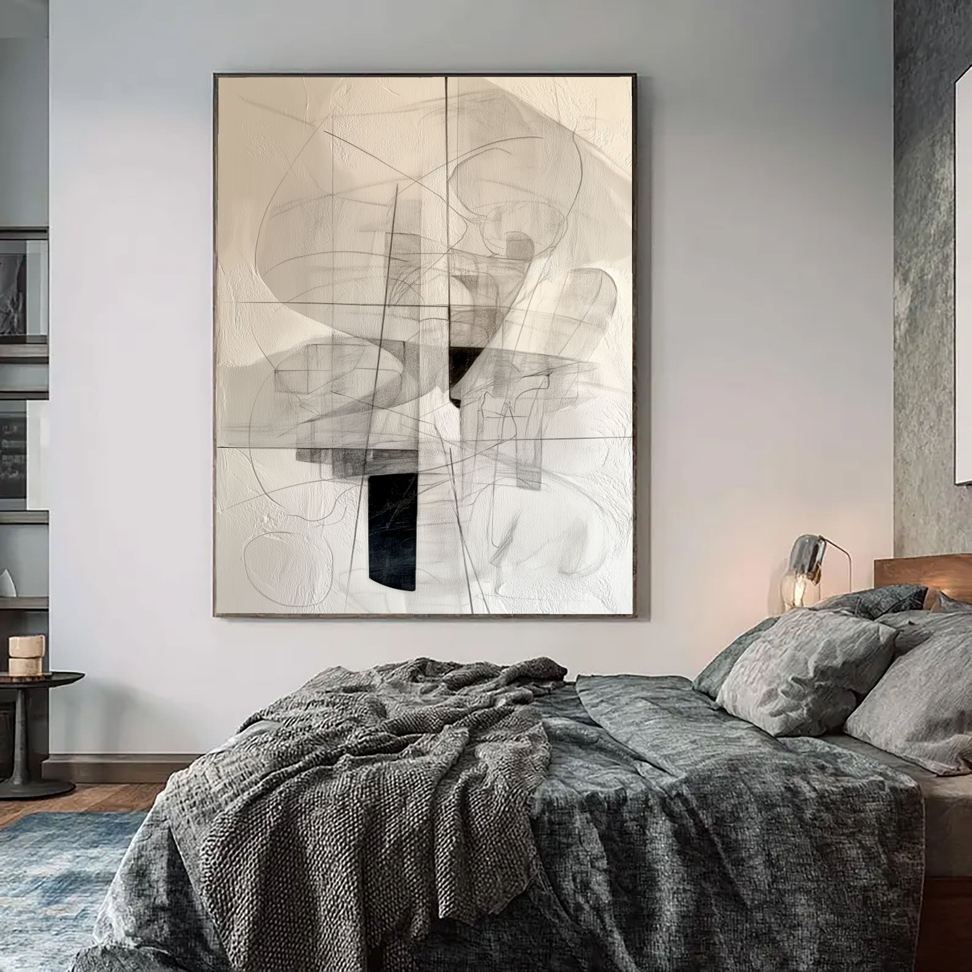 Textured Linear Abstract | Black White