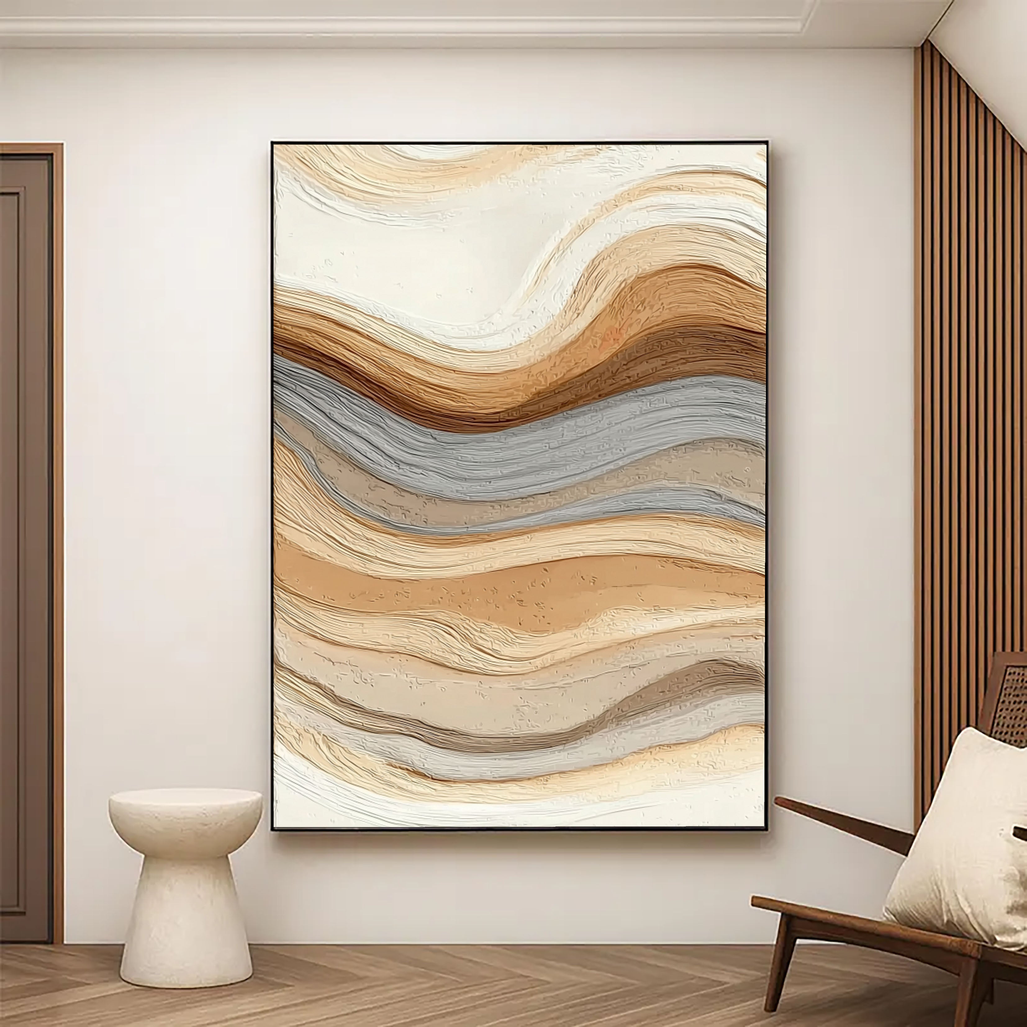 Strukturierte Erdtöne Wellen | Beige Fluss