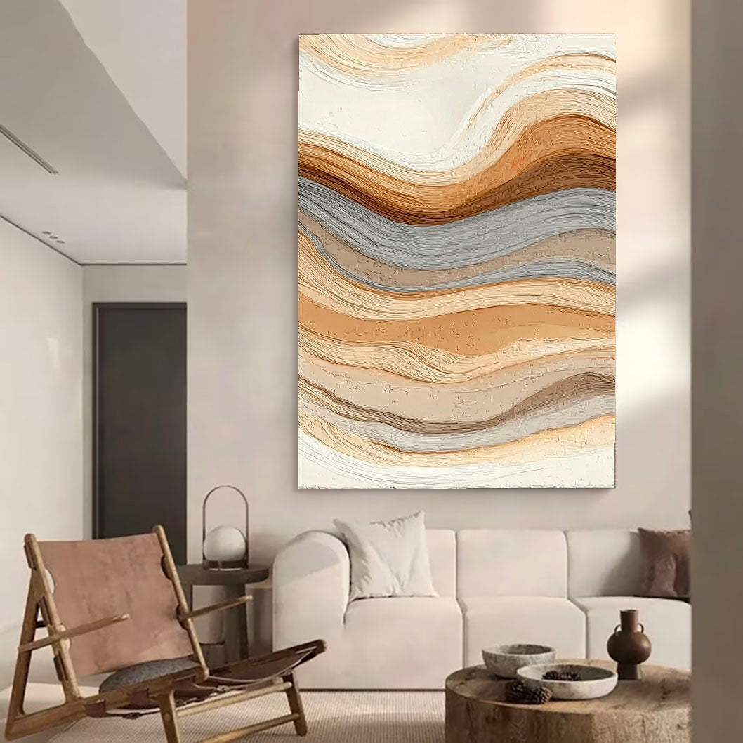 Strukturierte Erdtöne Wellen | Beige Fluss