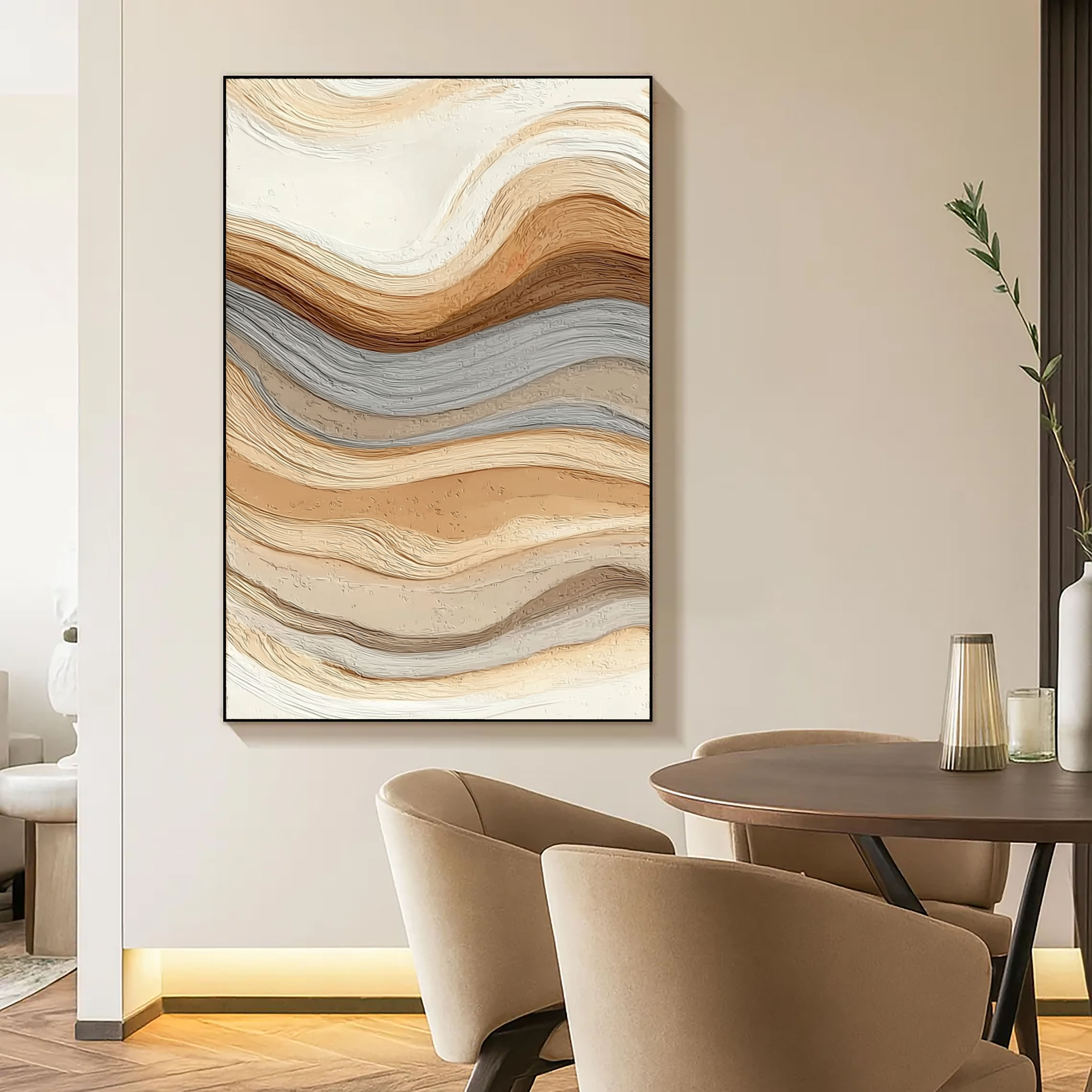 Strukturierte Erdtöne Wellen | Beige Fluss