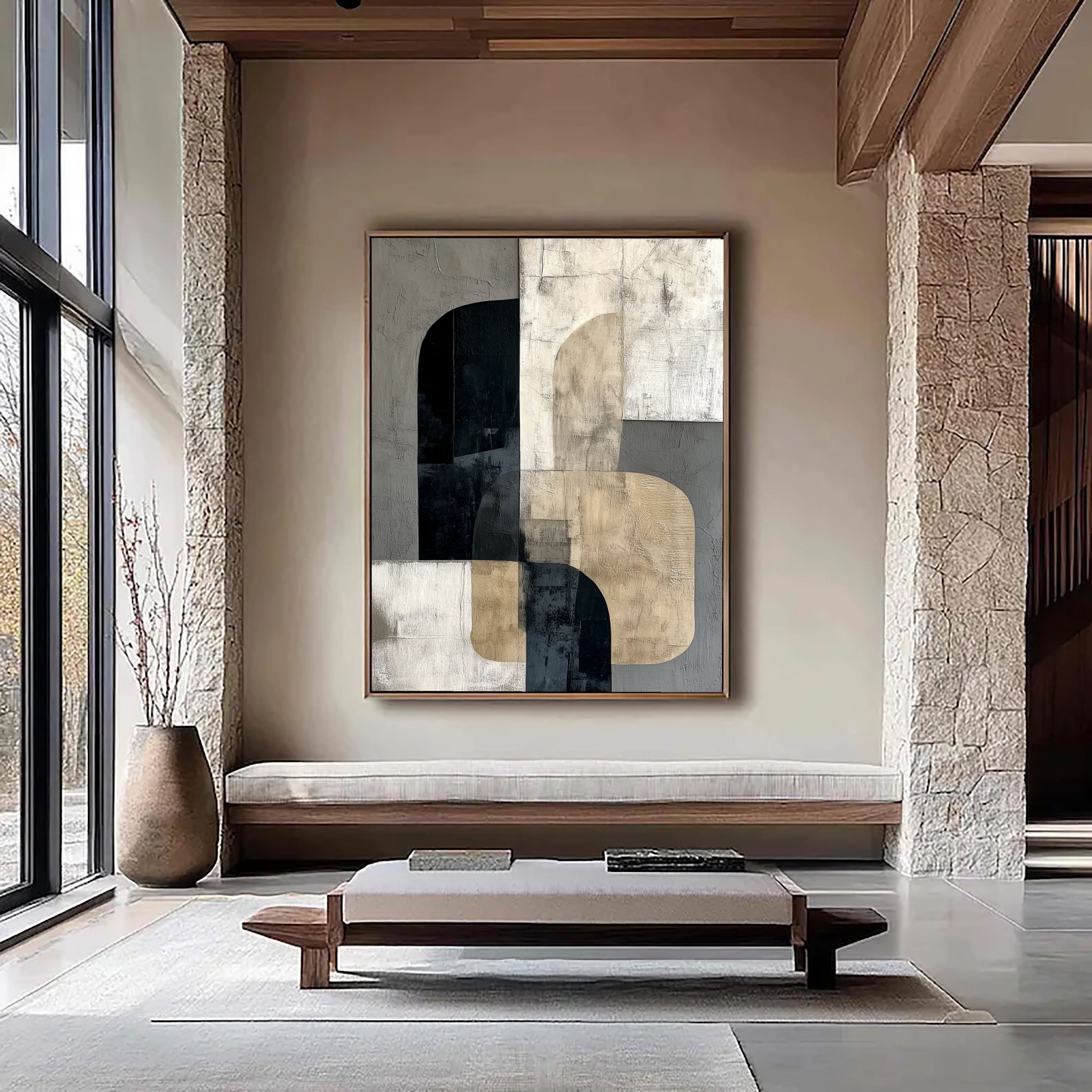 Textured Geometric Balance | Neutral Tones