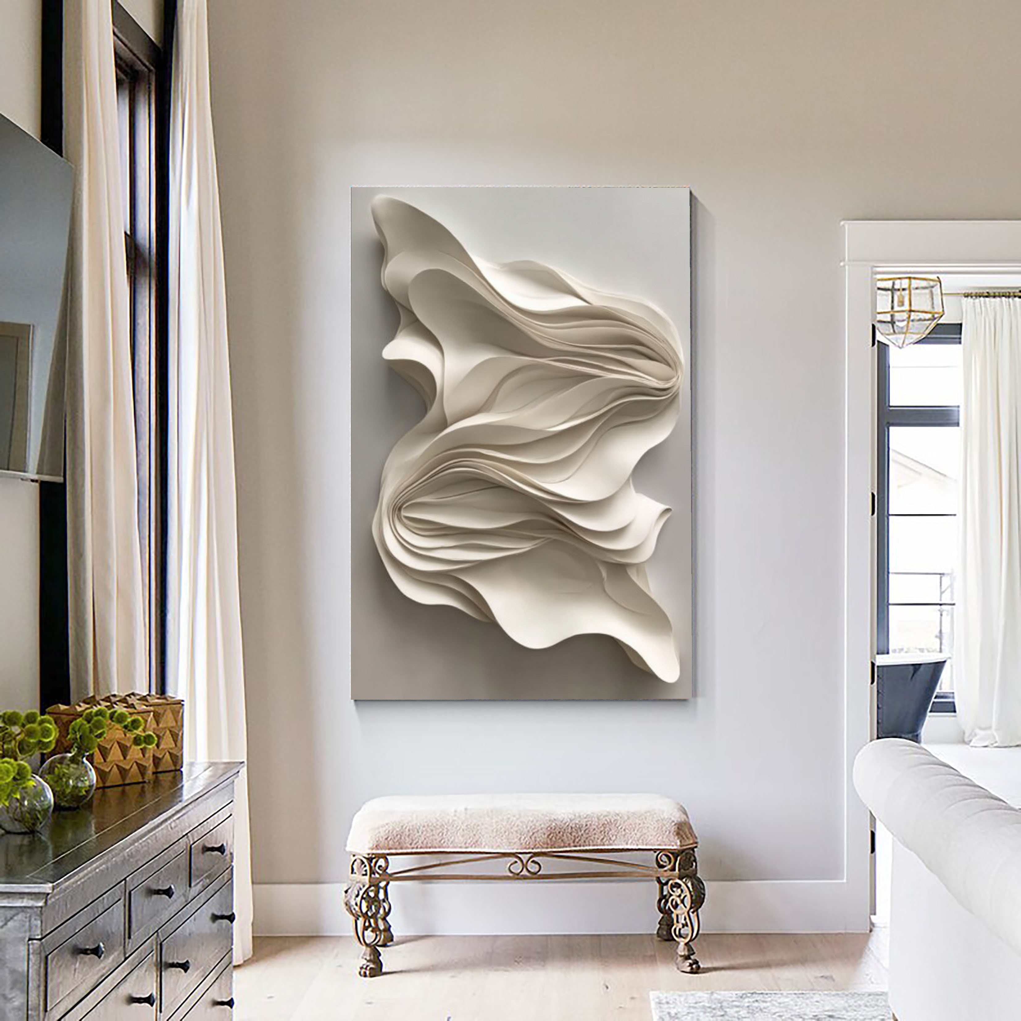 Textured Abstract Flow | Cream Layers