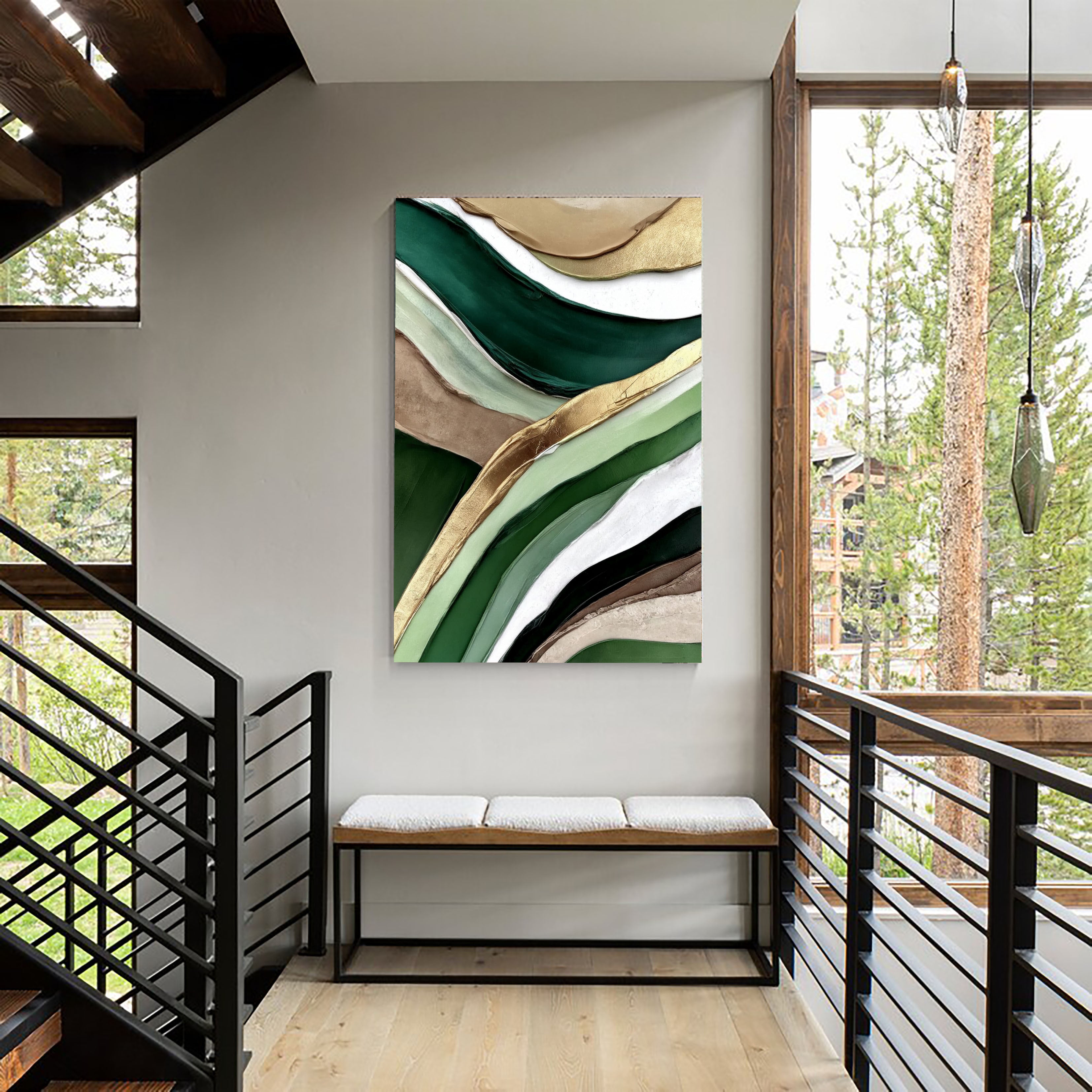 Textured Viridescent Opulence | Gilded Swells