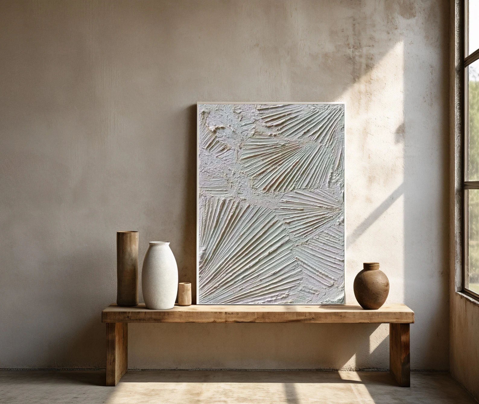 Textured Linear Rhythm | White Relief