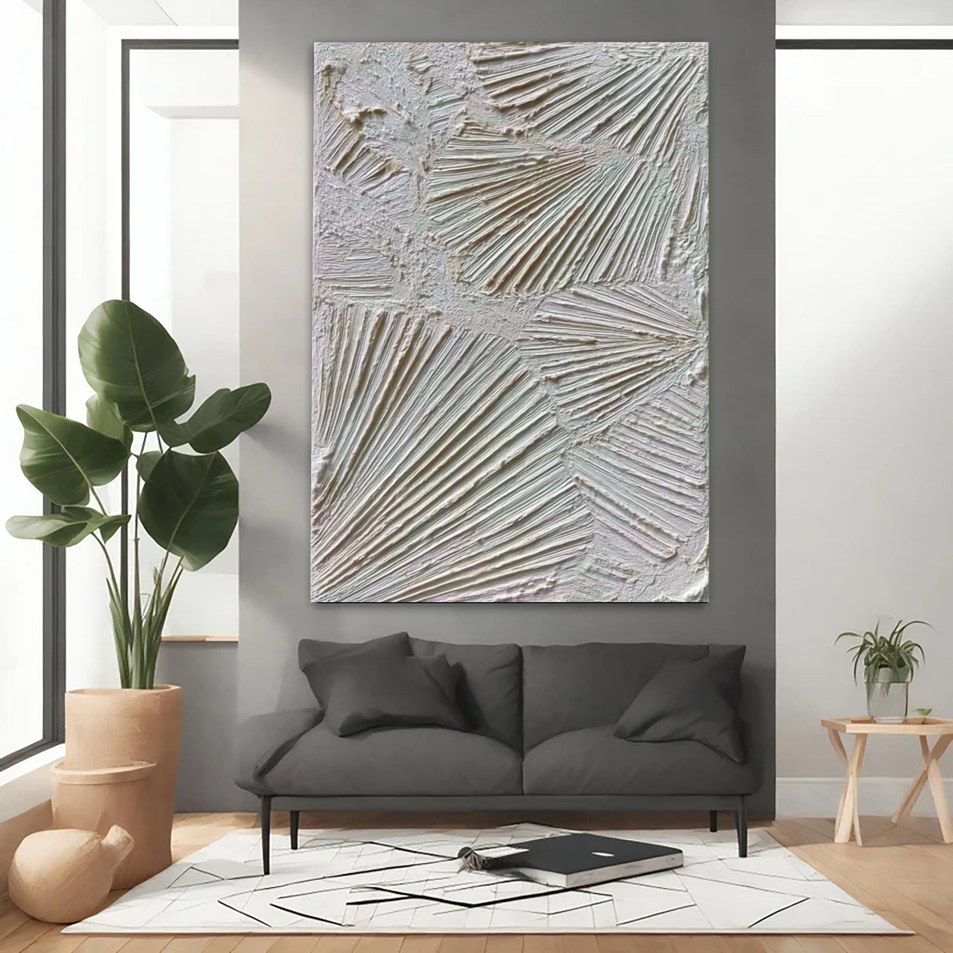 Textured Linear Rhythm | White Relief