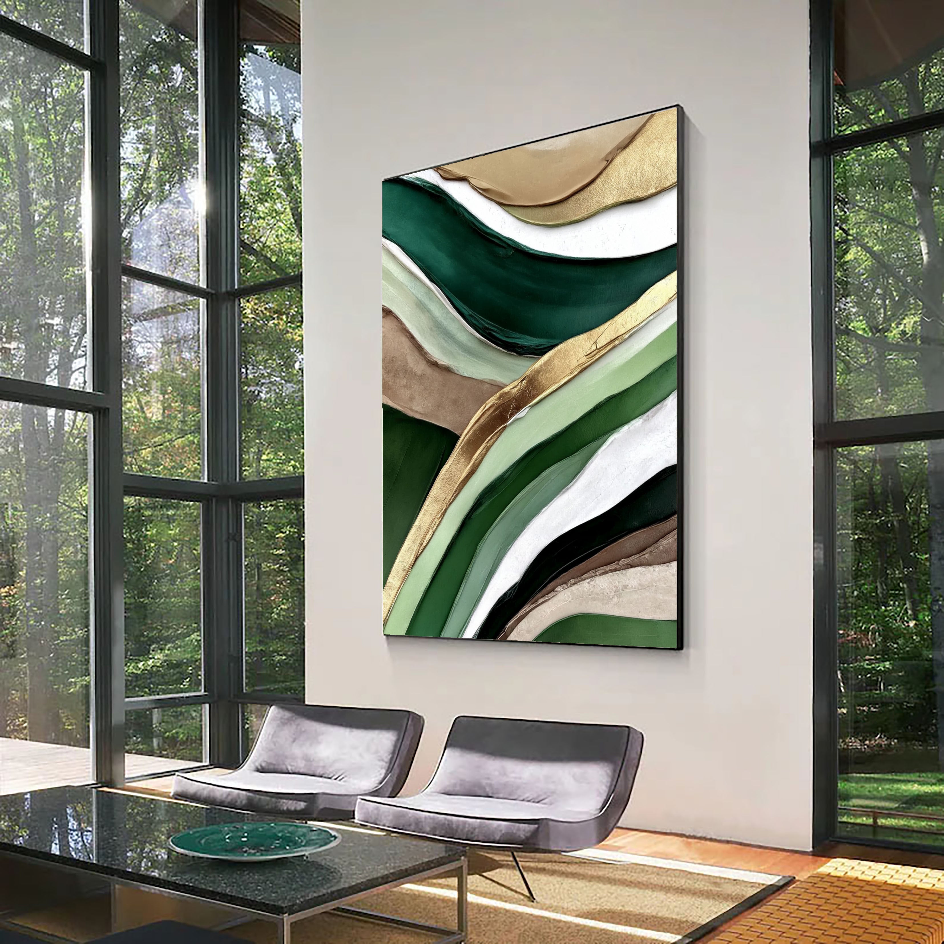 Textured Viridescent Opulence | Gilded Swells