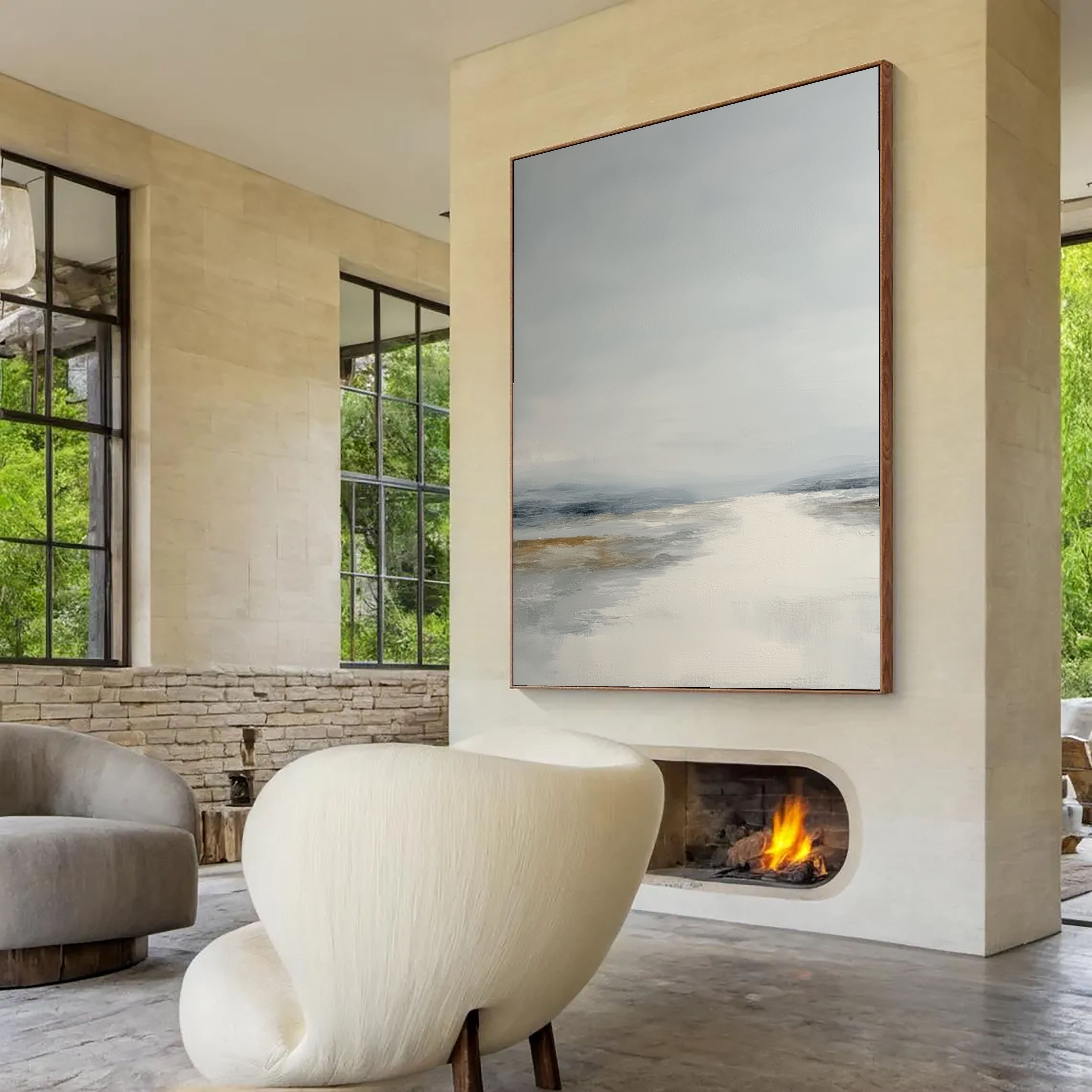 Serene Coastal Mist | Grey Horizon