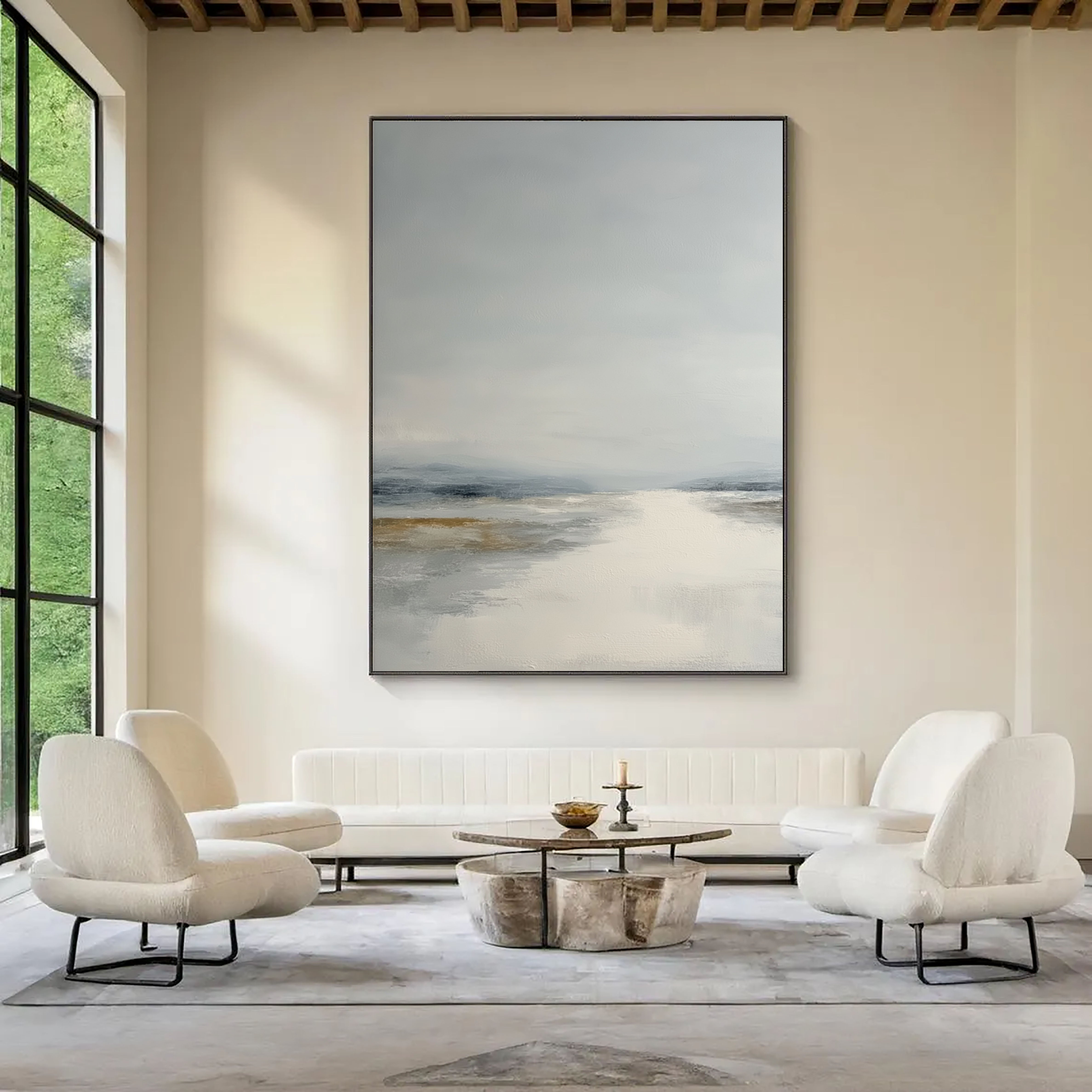 Serene Coastal Mist | Grey Horizon