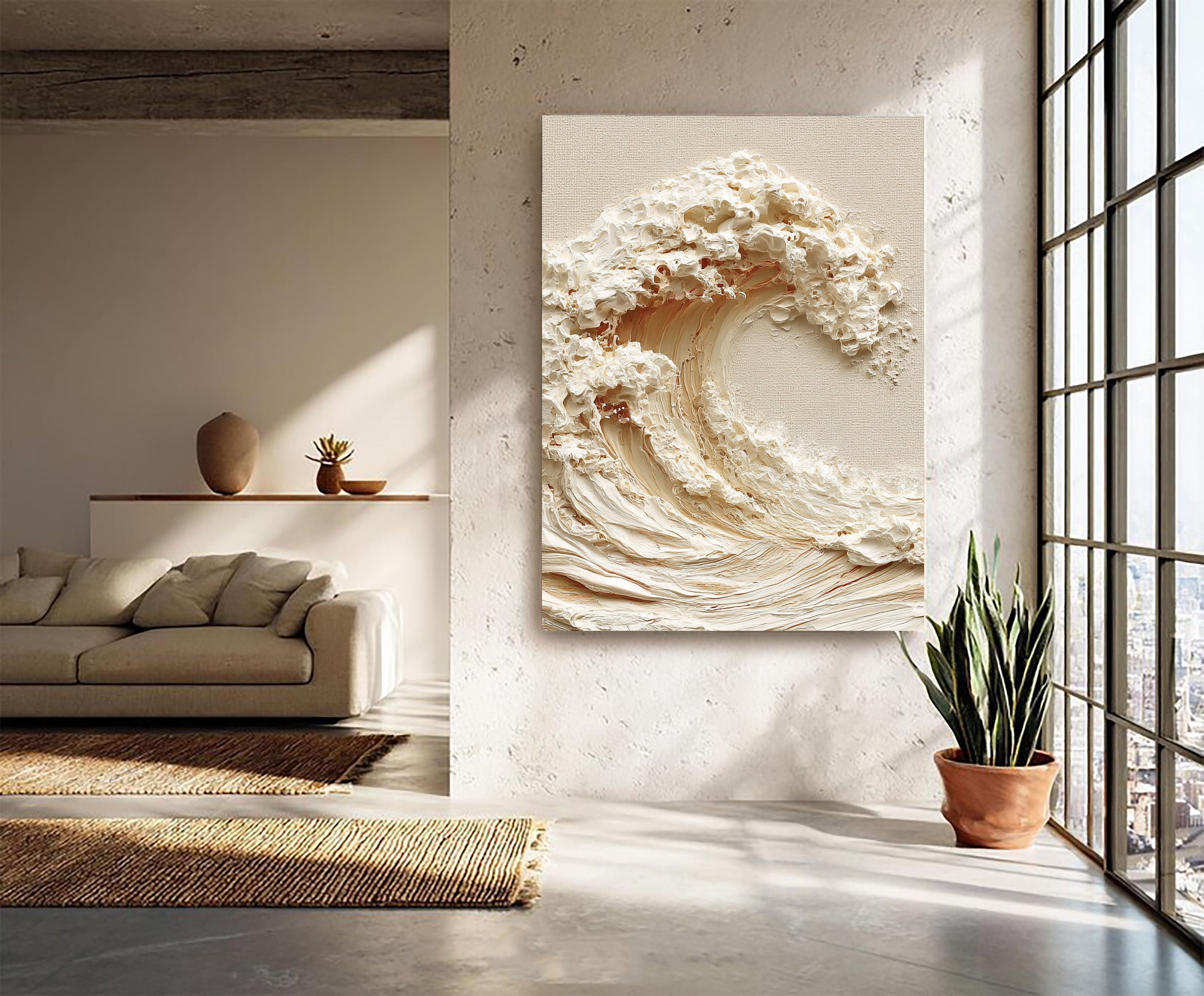 Textured Wave Splendor | Cream Crest