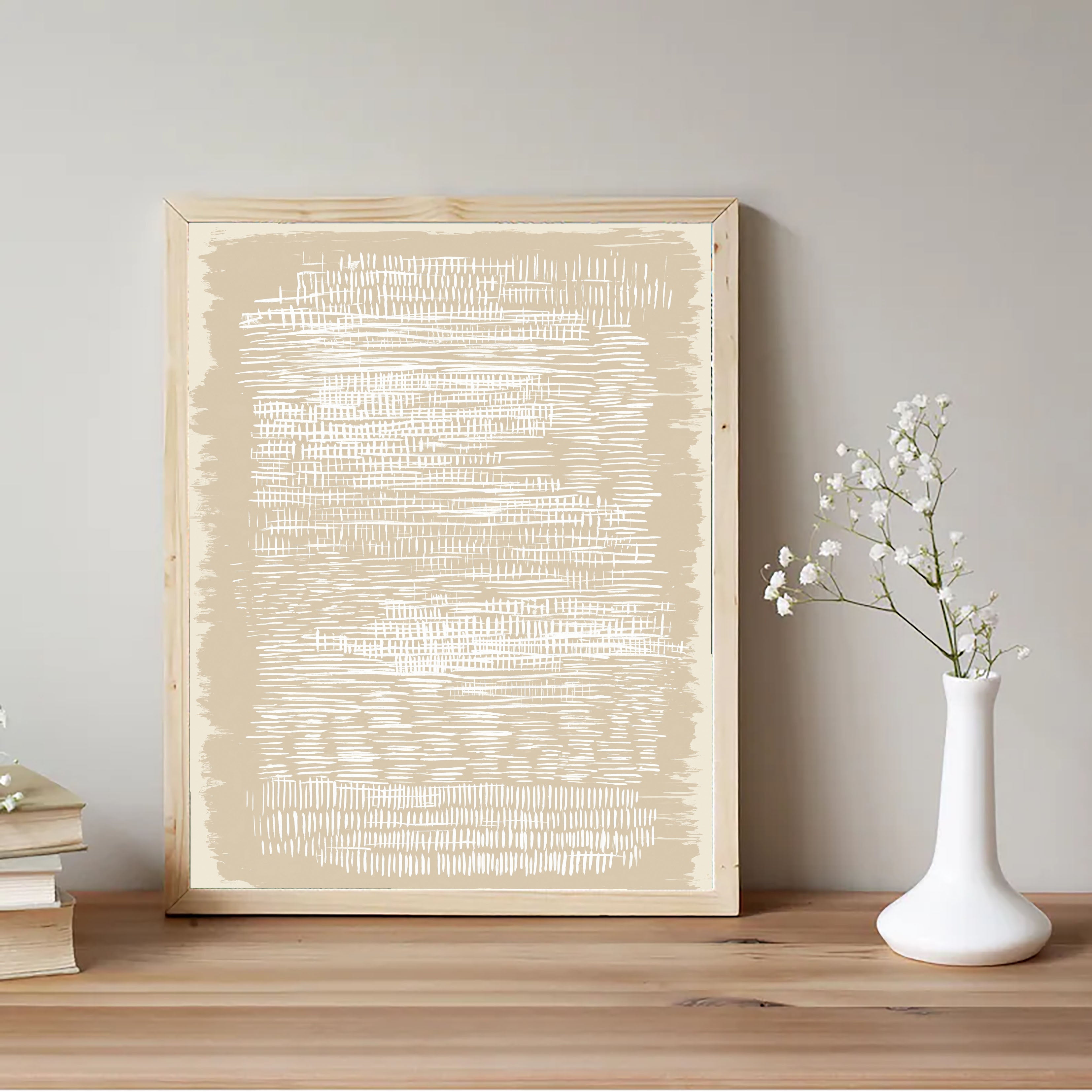 Textured Striated Opulence | Cream Strokes