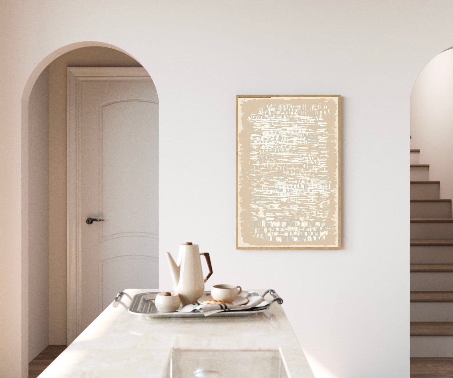 Textured Striated Opulence | Cream Strokes