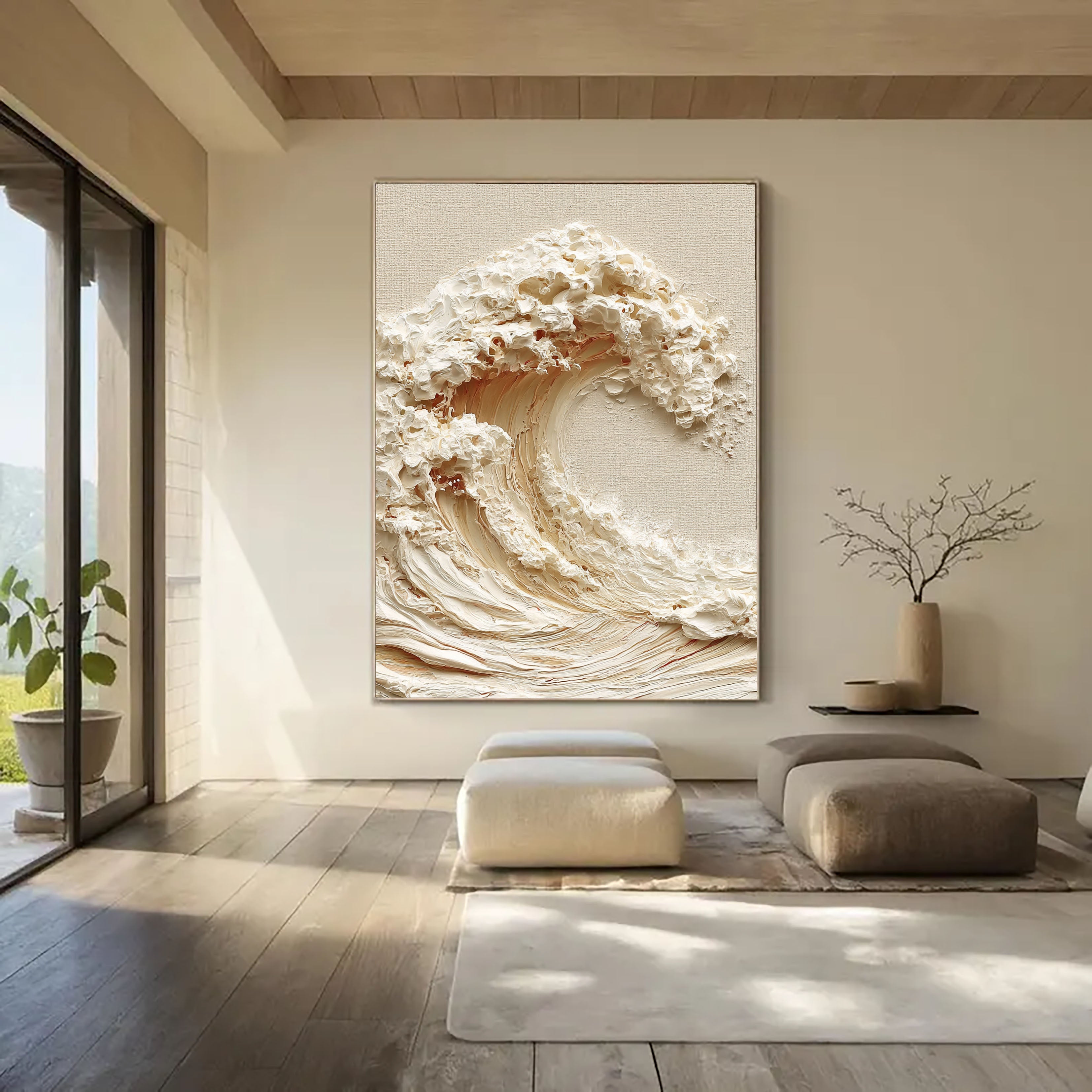 Textured Wave Splendor | Cream Crest