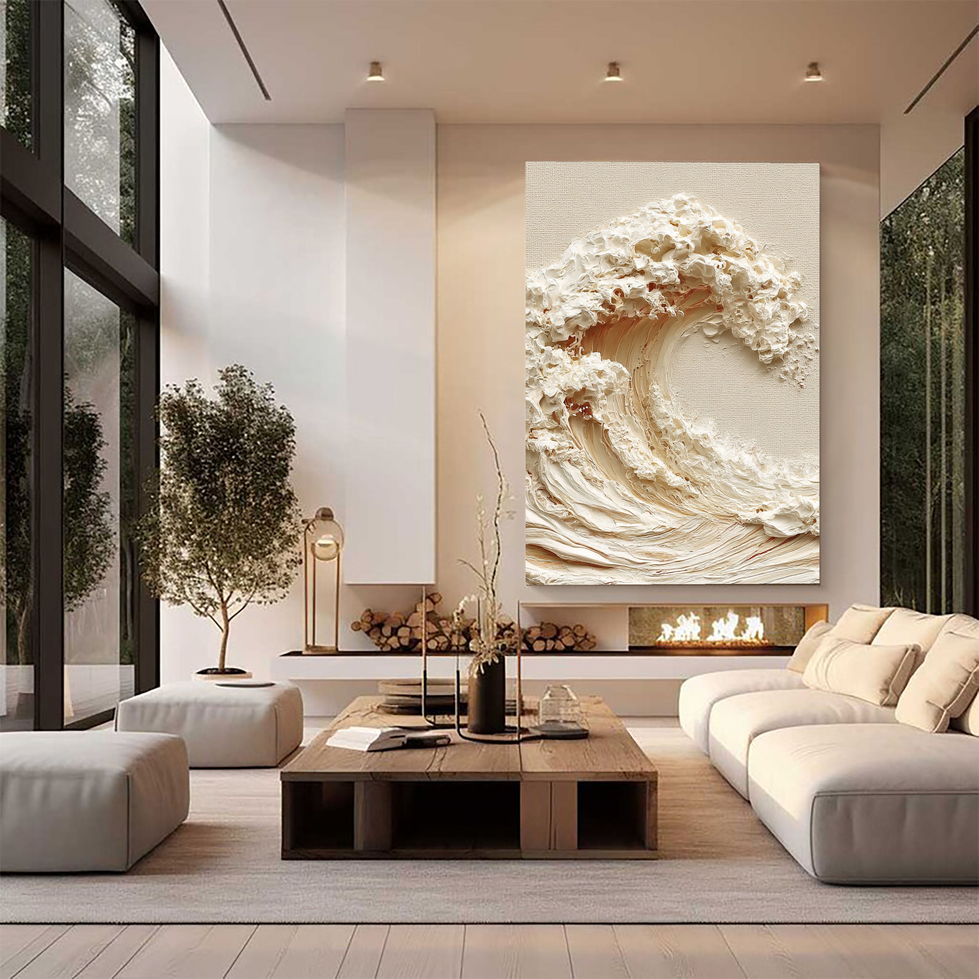 Textured Wave Splendor | Cream Crest