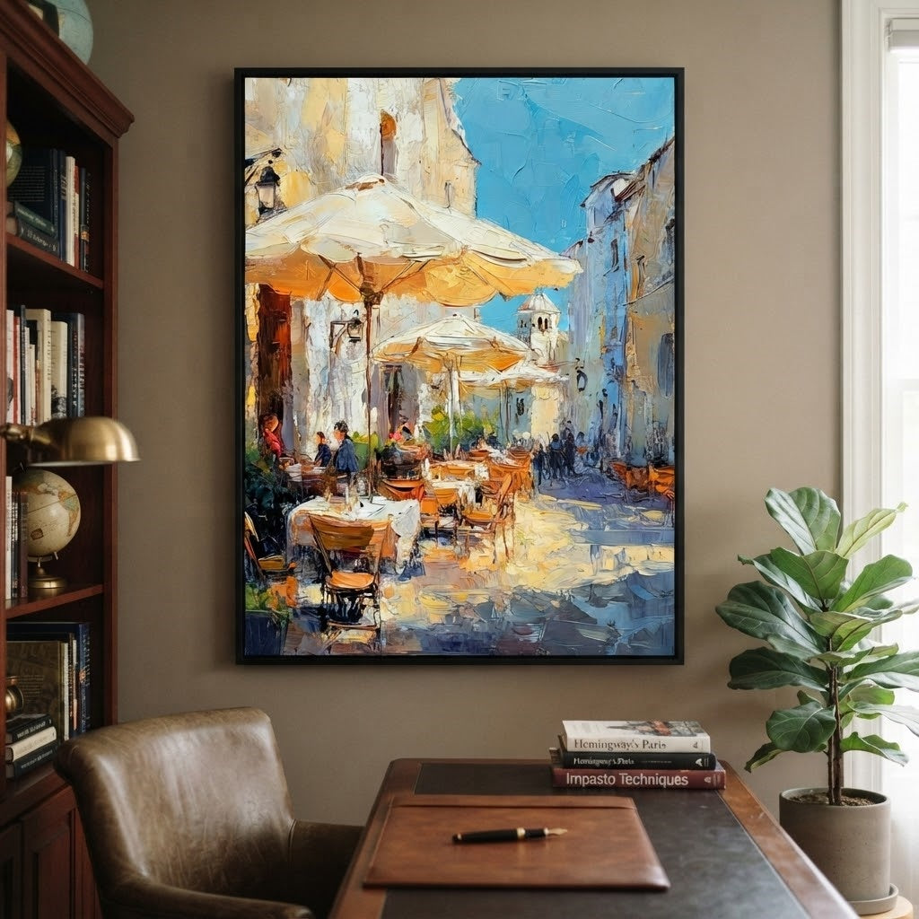 Impressionist Art | Sunny Café Plaza