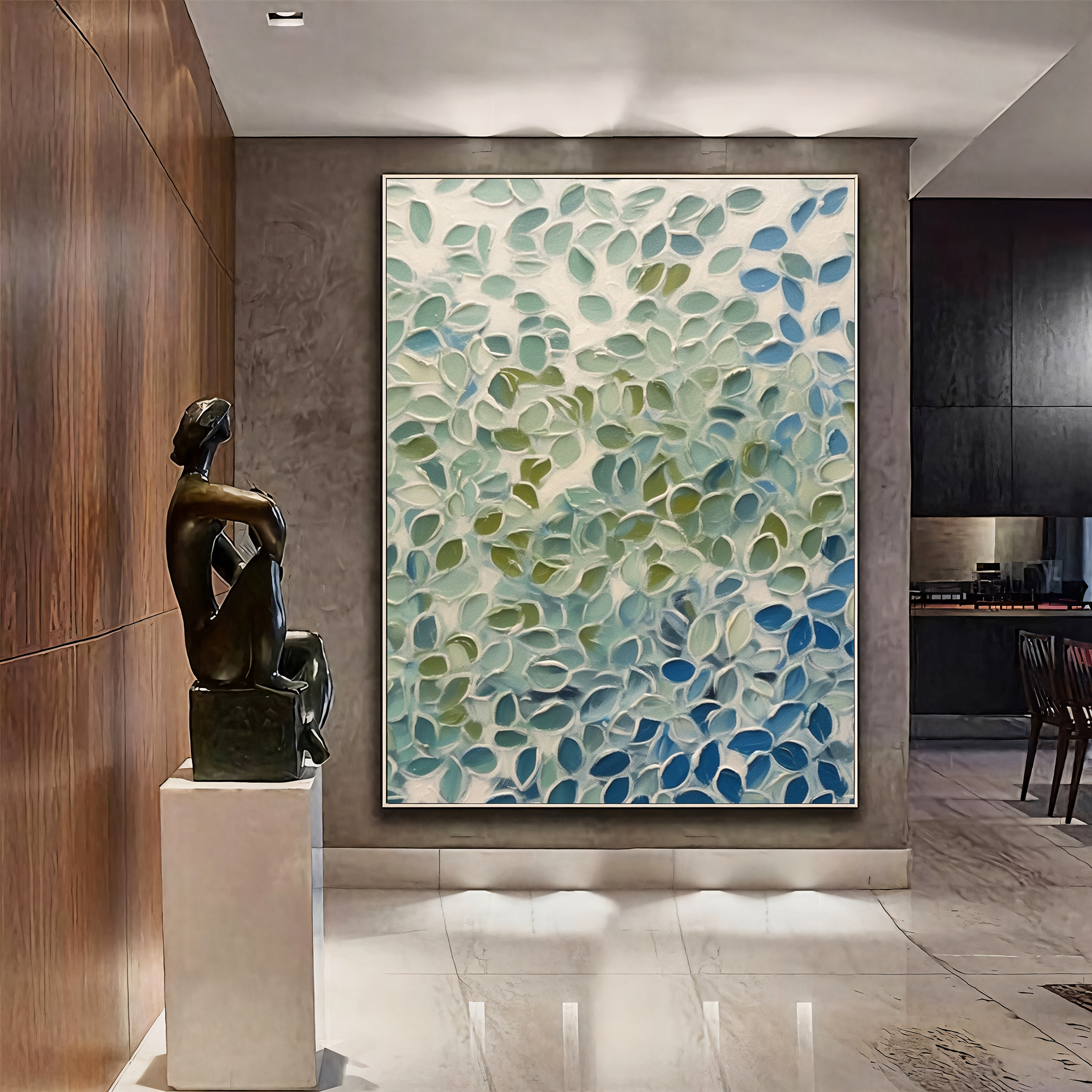 Textured Leaf Abundance | Blue Green