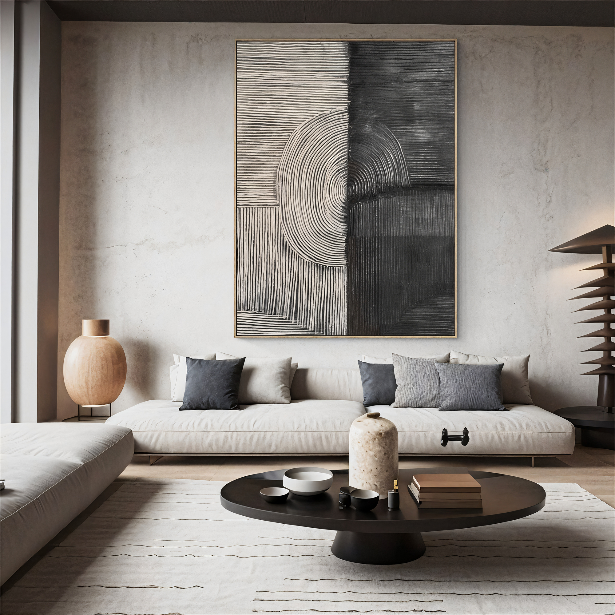 Textured Geometric Rhythm | Grey Black