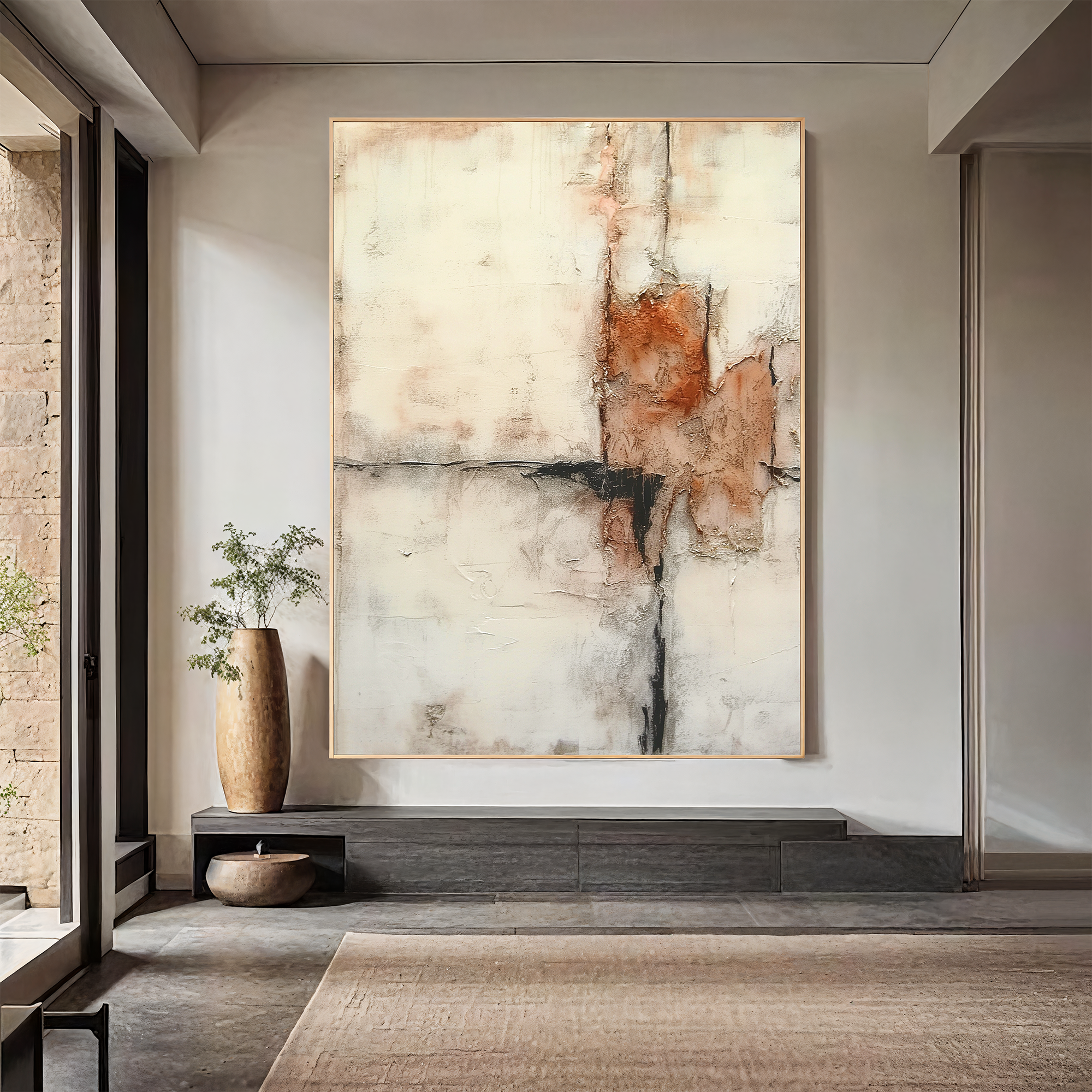 Textured Abstract Warmth | Beige Rust