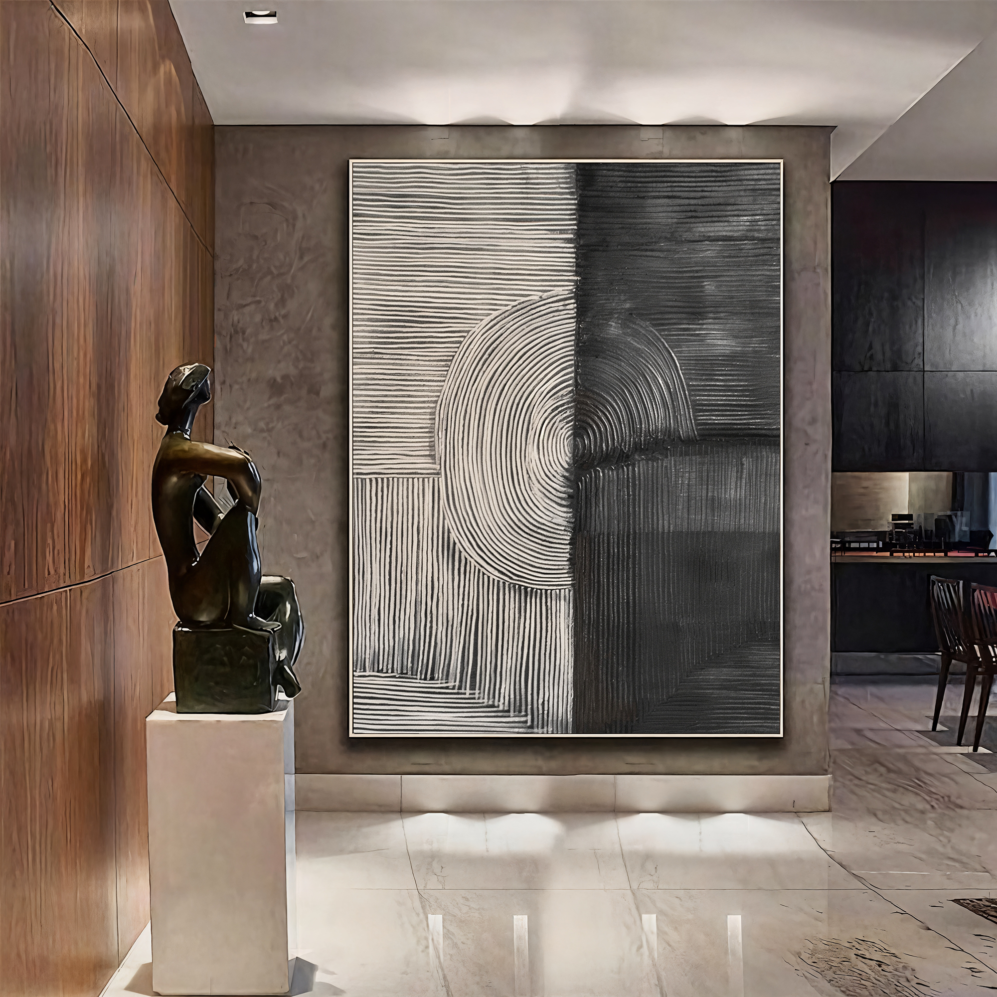 Textured Geometric Rhythm | Grey Black