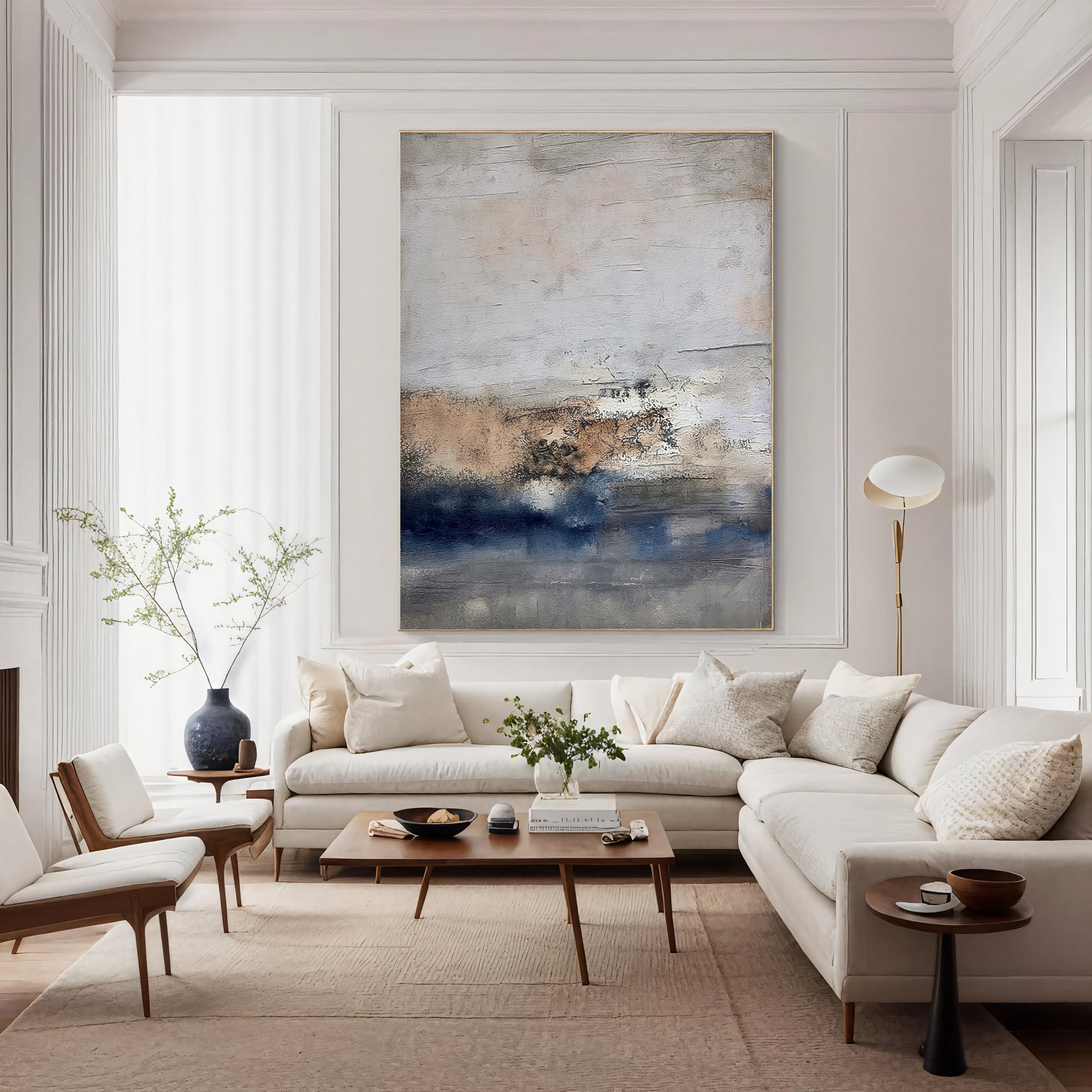 Scumbled Pewter Horizons | Indigo Undulations