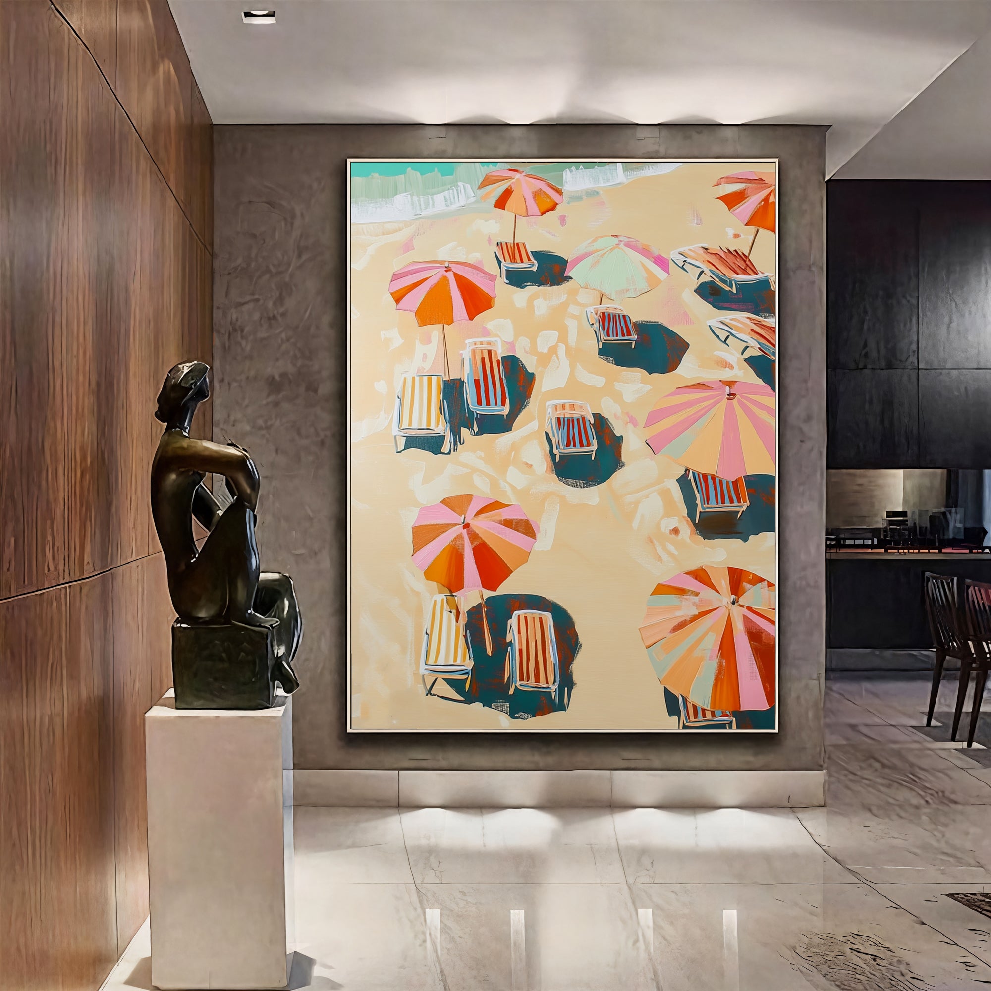 Textured Coastal Cheer | Vibrant Umbrellas