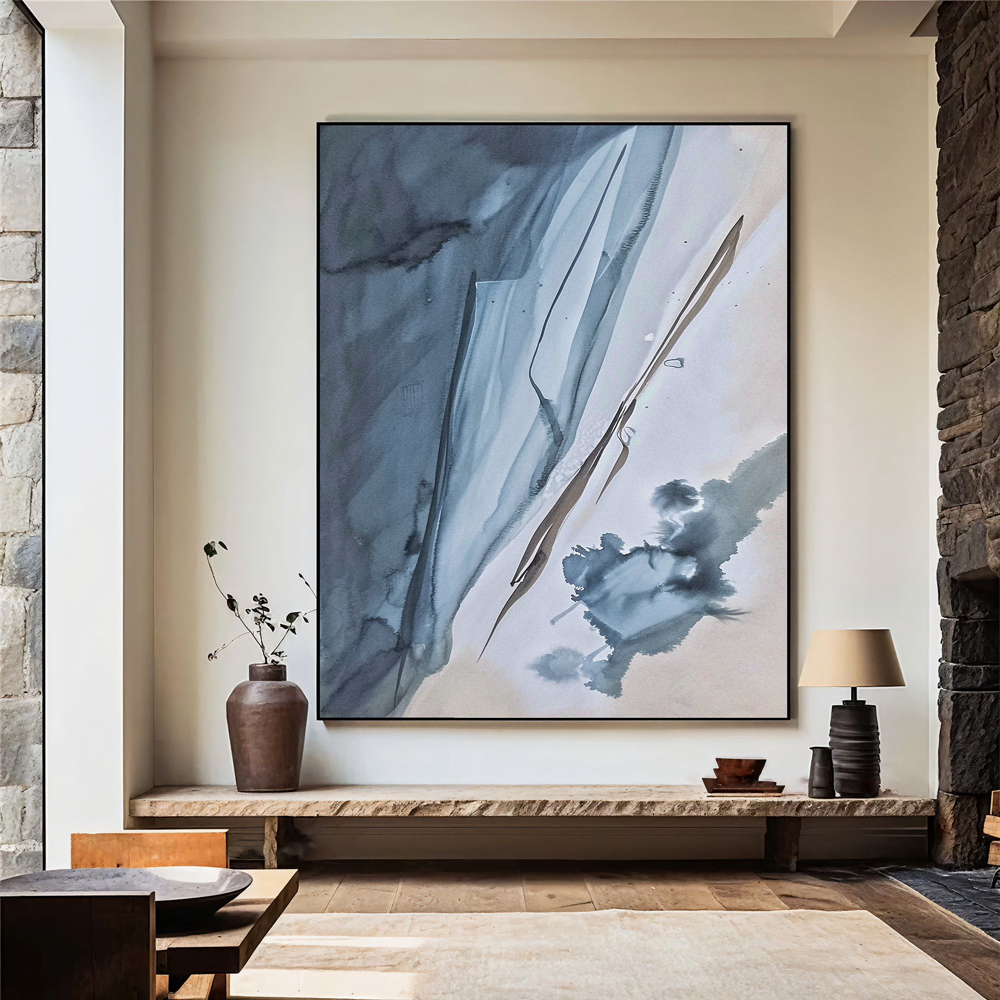 Textured Ink Elegance | Blue Grey