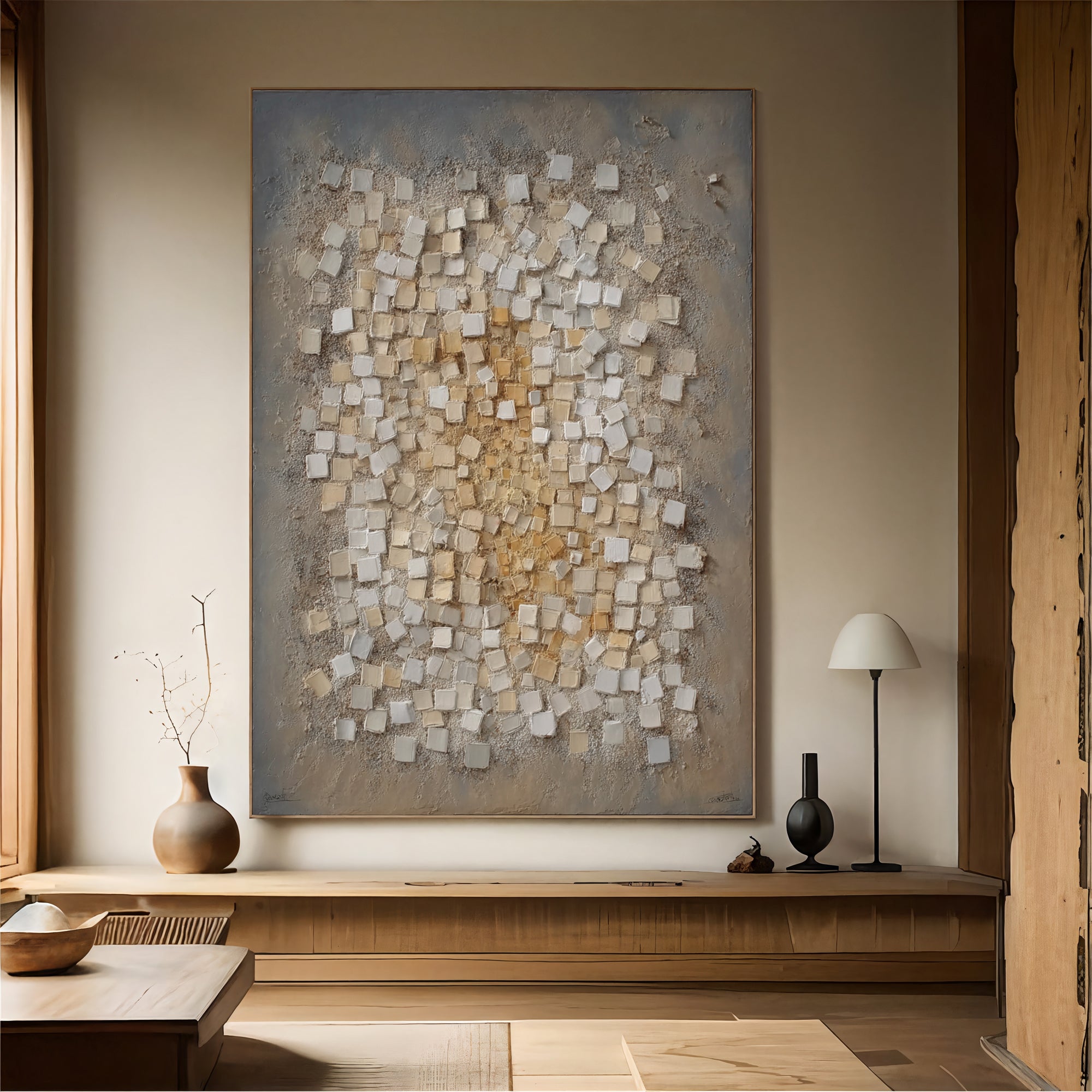 Textured Cubic Elegance | Grey Gold