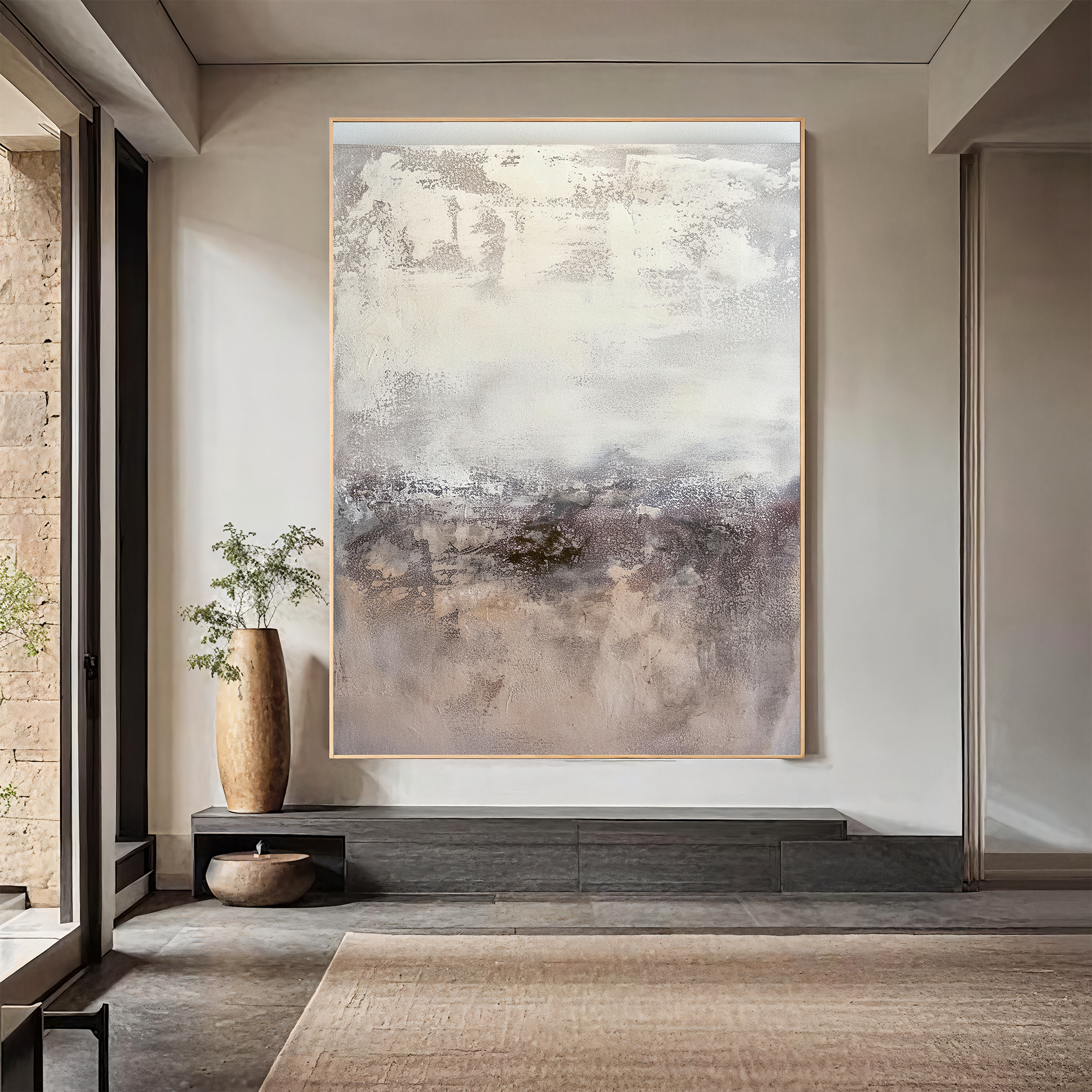 Textured Misty Elegance | Grey Beige