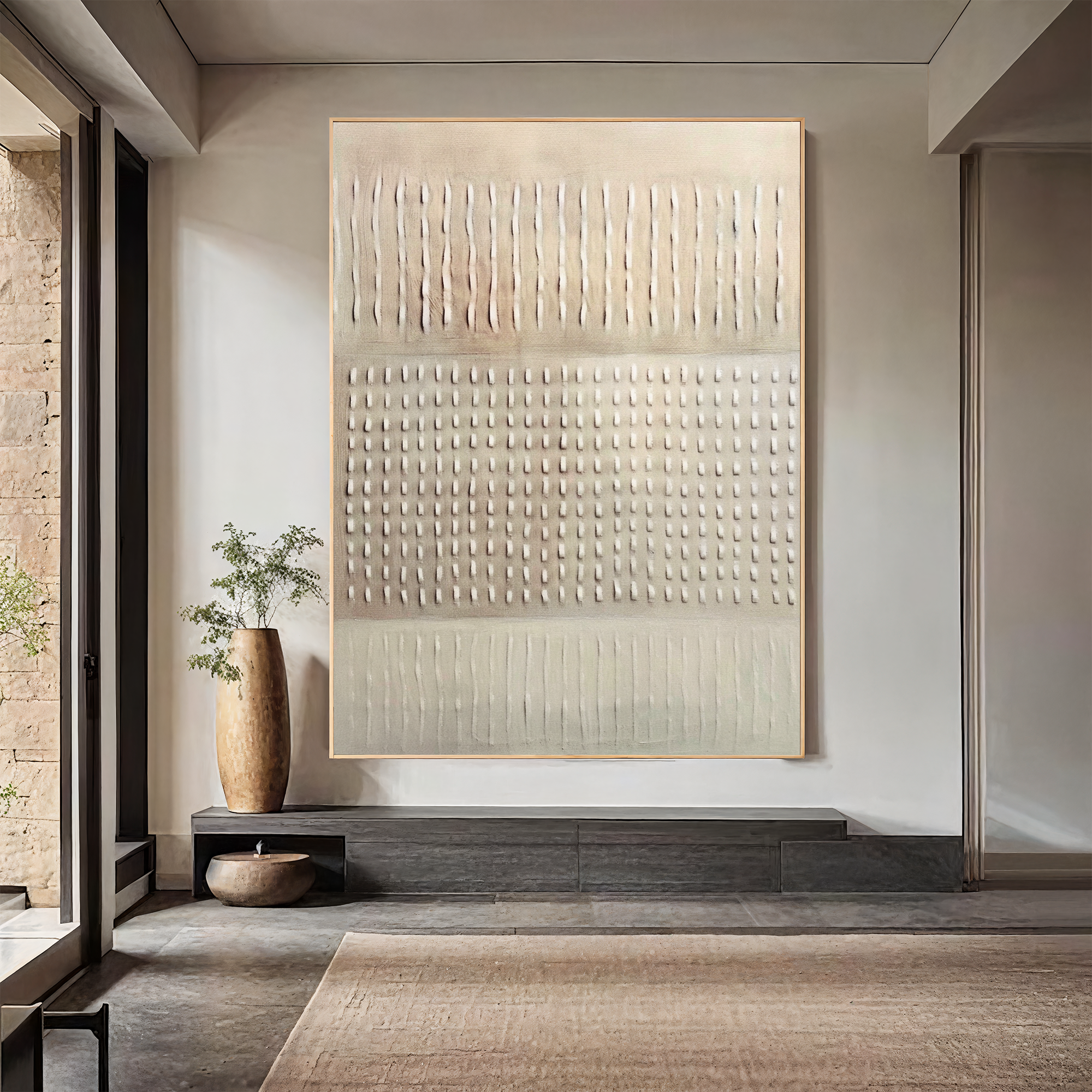 Textured Grid Elegance | Beige Rhythm