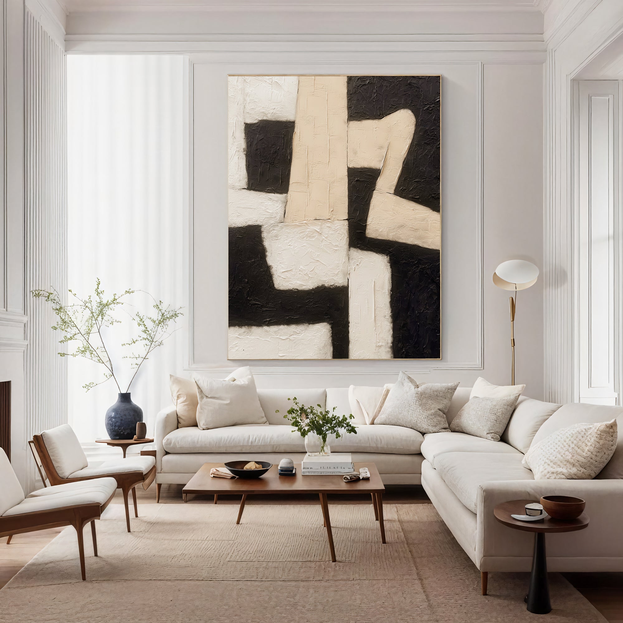 Impasto Monochrome Geometries | Ebony Contrasts