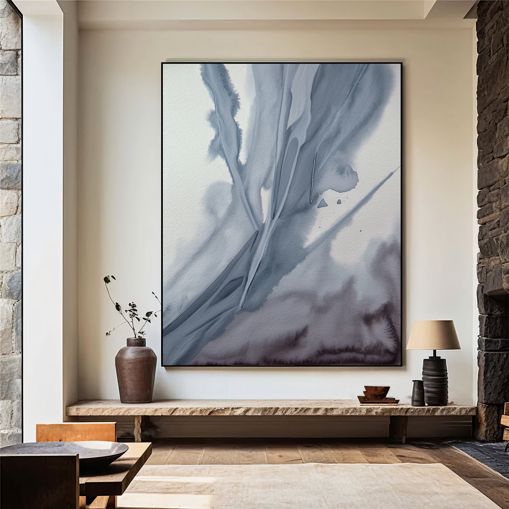 Textured Ink Tranquility | Grey Blue