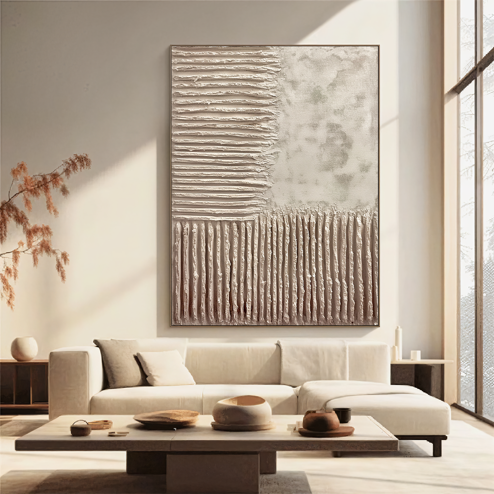 Textured Block Sophistication | Beige Taupe