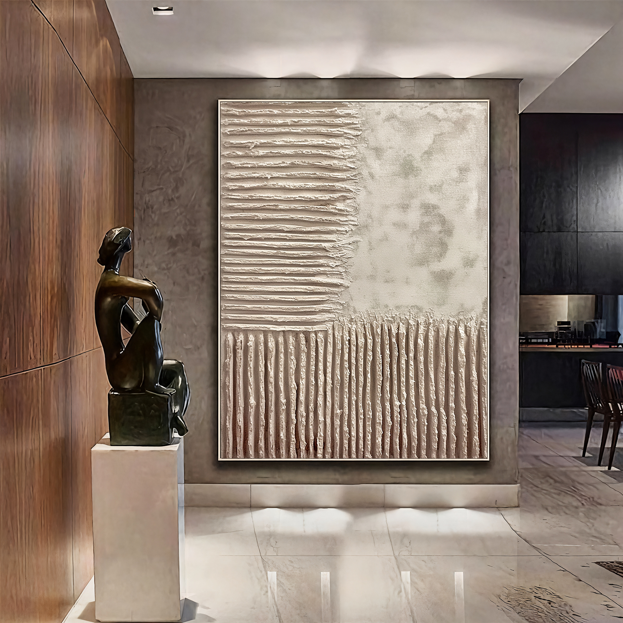 Textured Block Sophistication | Beige Taupe