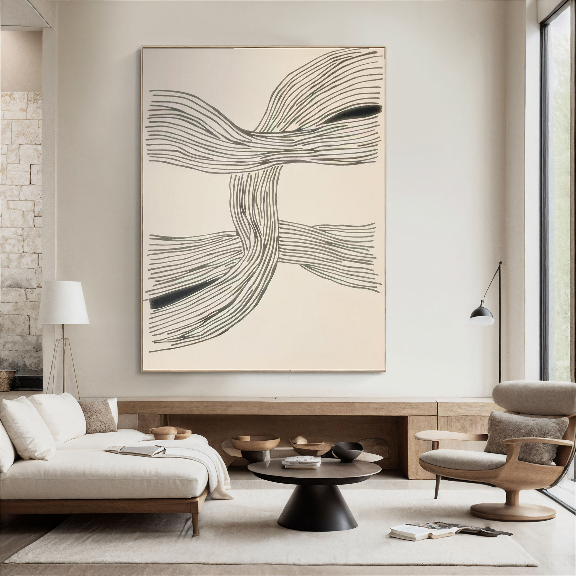 Textured Line Dynamism | Grey Beige