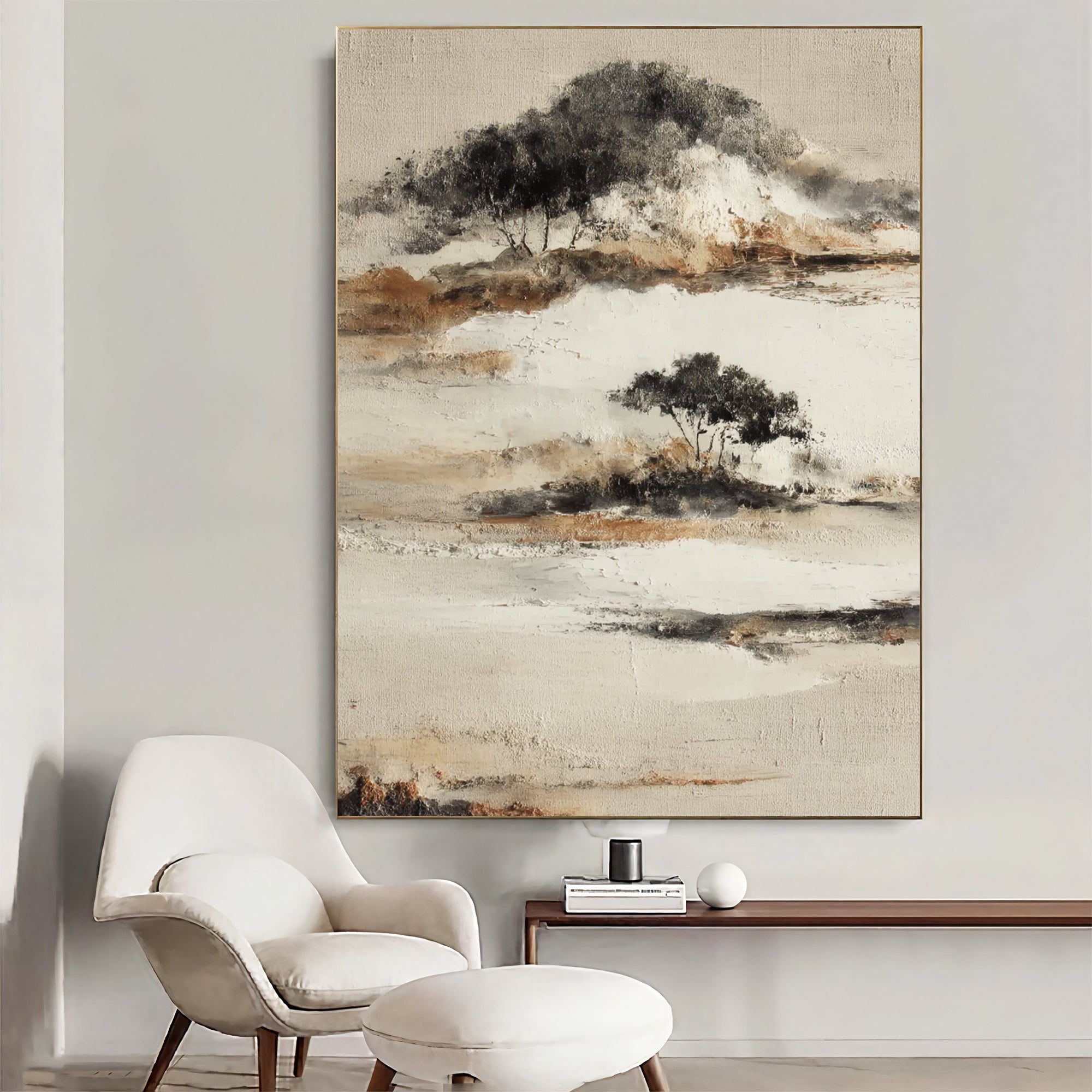 Textured Serene Landscape | Black Beige