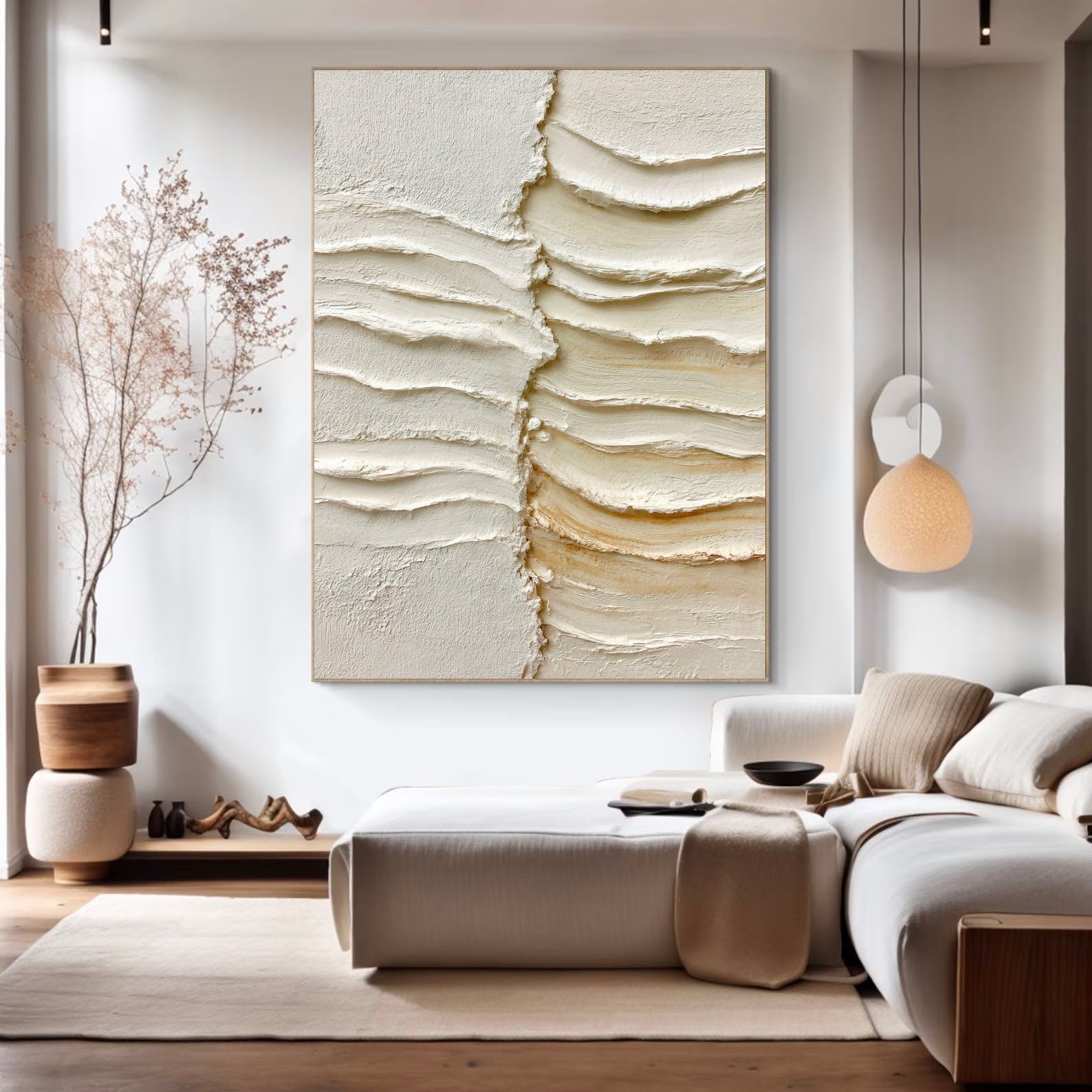 Textured Layered Serenity | Beige Ripples