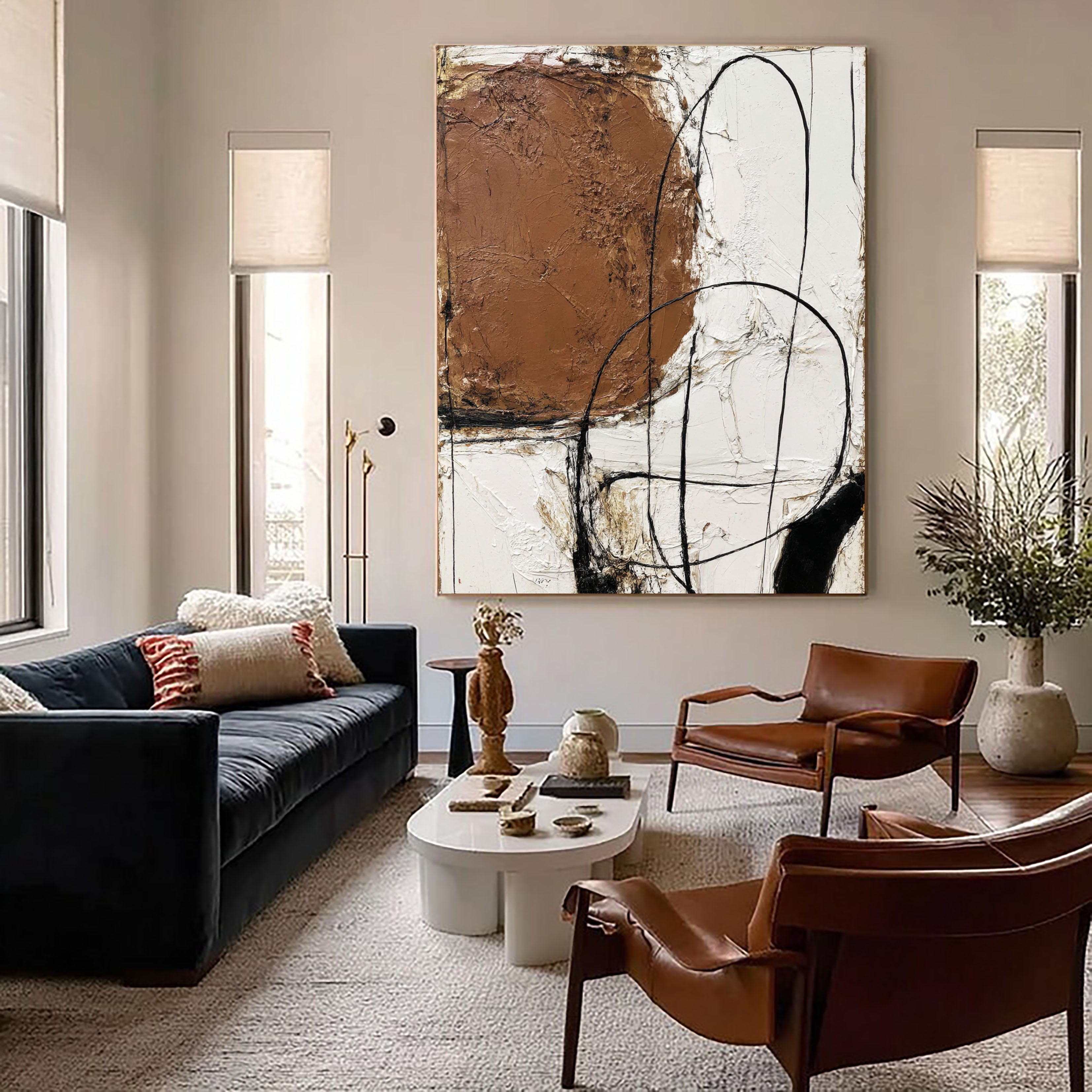 Textured Abstract Boldness | Terracotta Lines