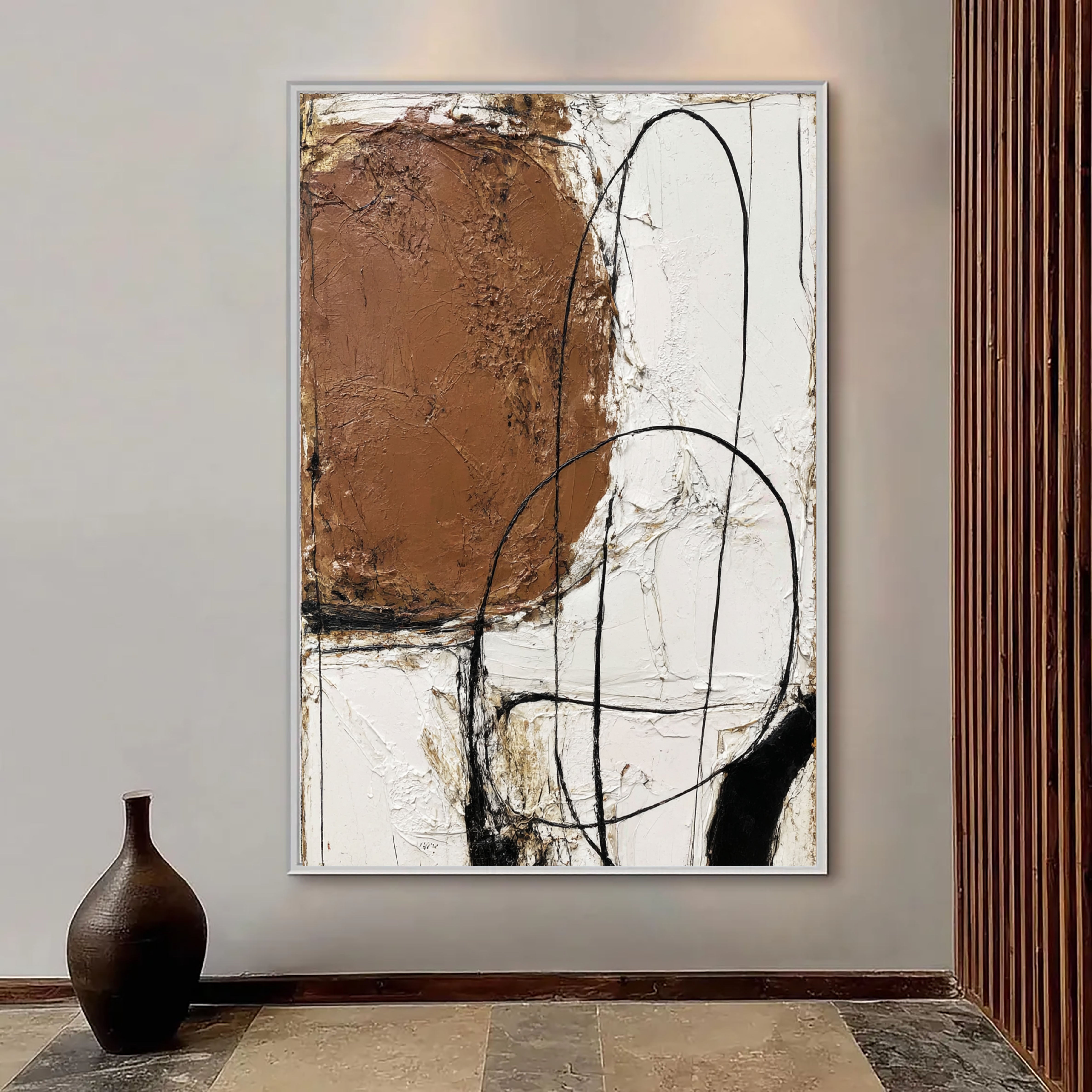 Textured Abstract Boldness | Terracotta Lines