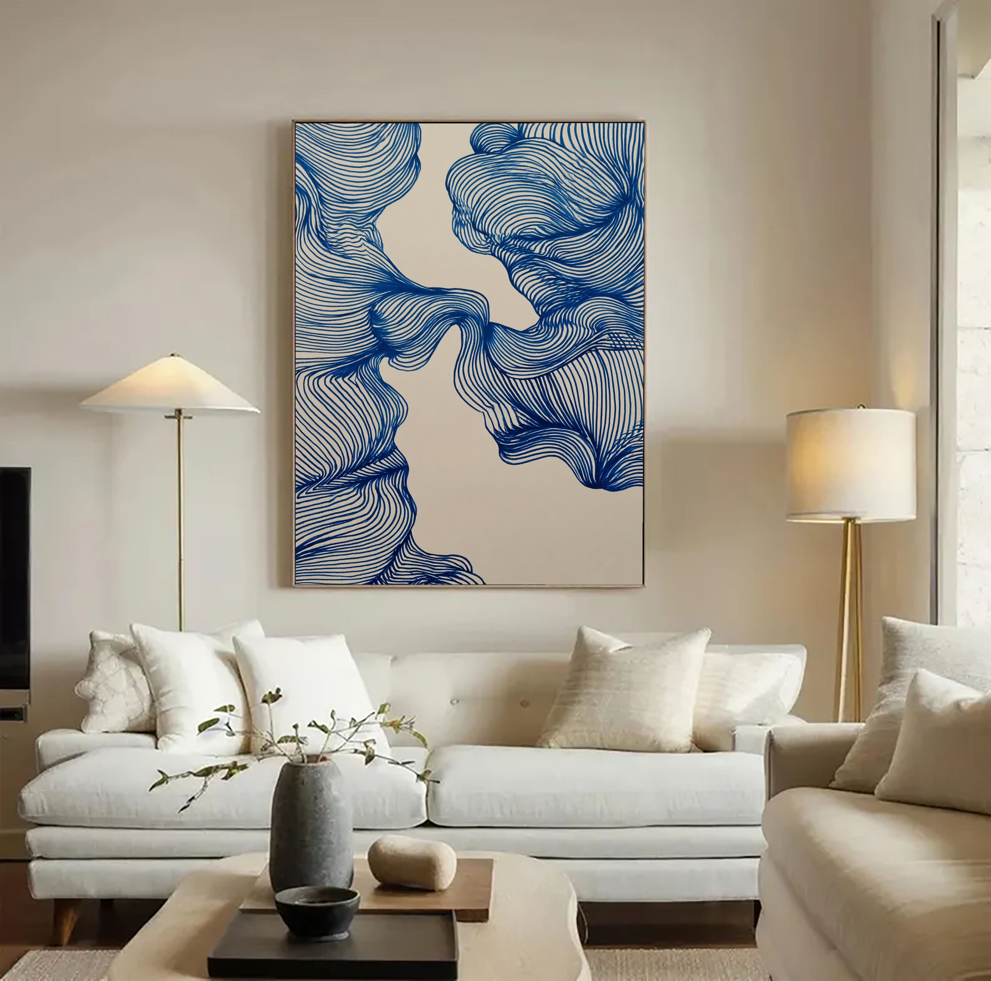 Textured Linear Flow | Indigo Swirls