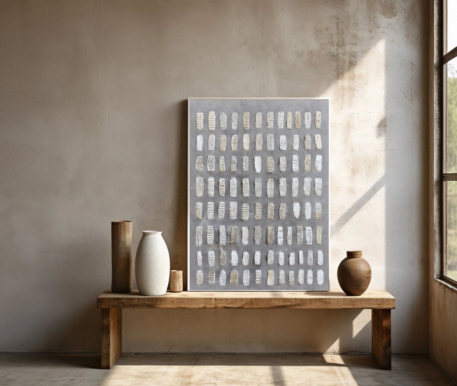 Textured Mottled Grid | Neutral Blocks