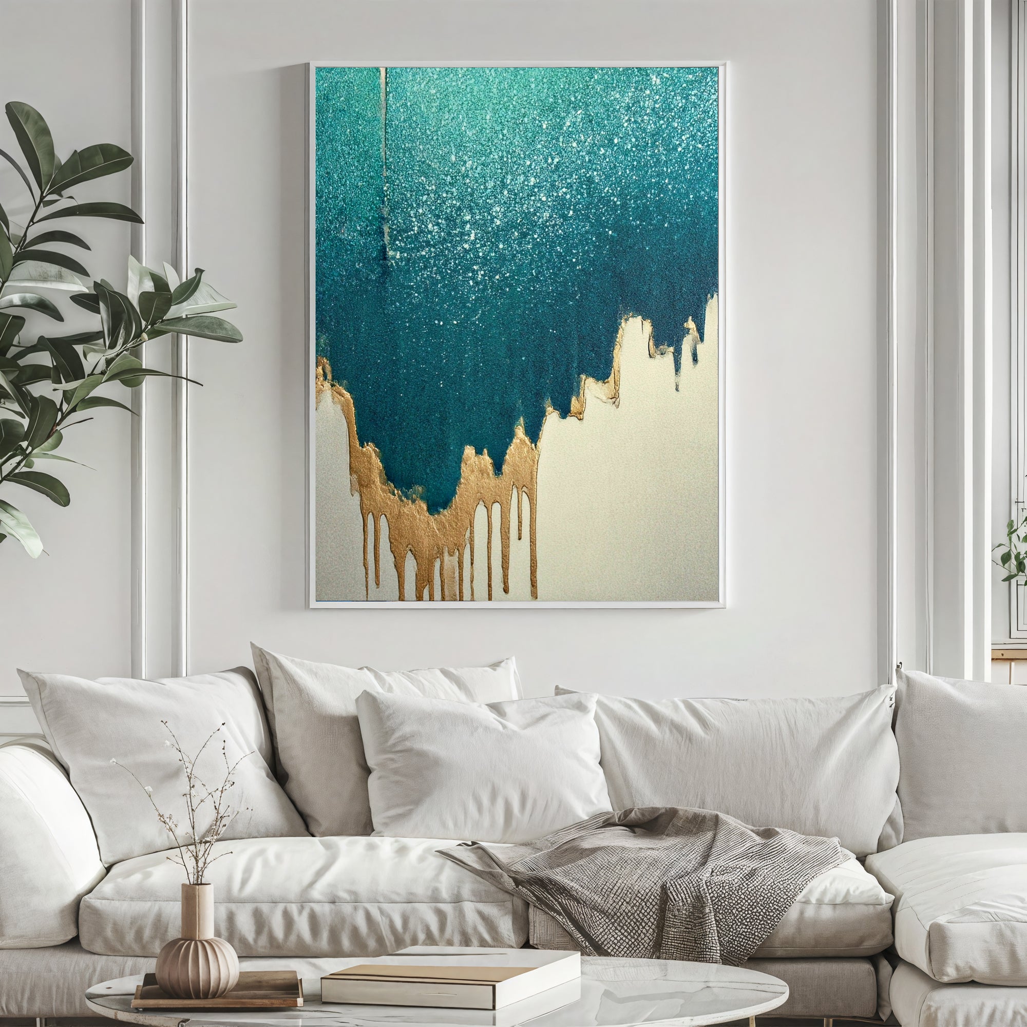 Textured Turquoise Splendor | Gilded Drips