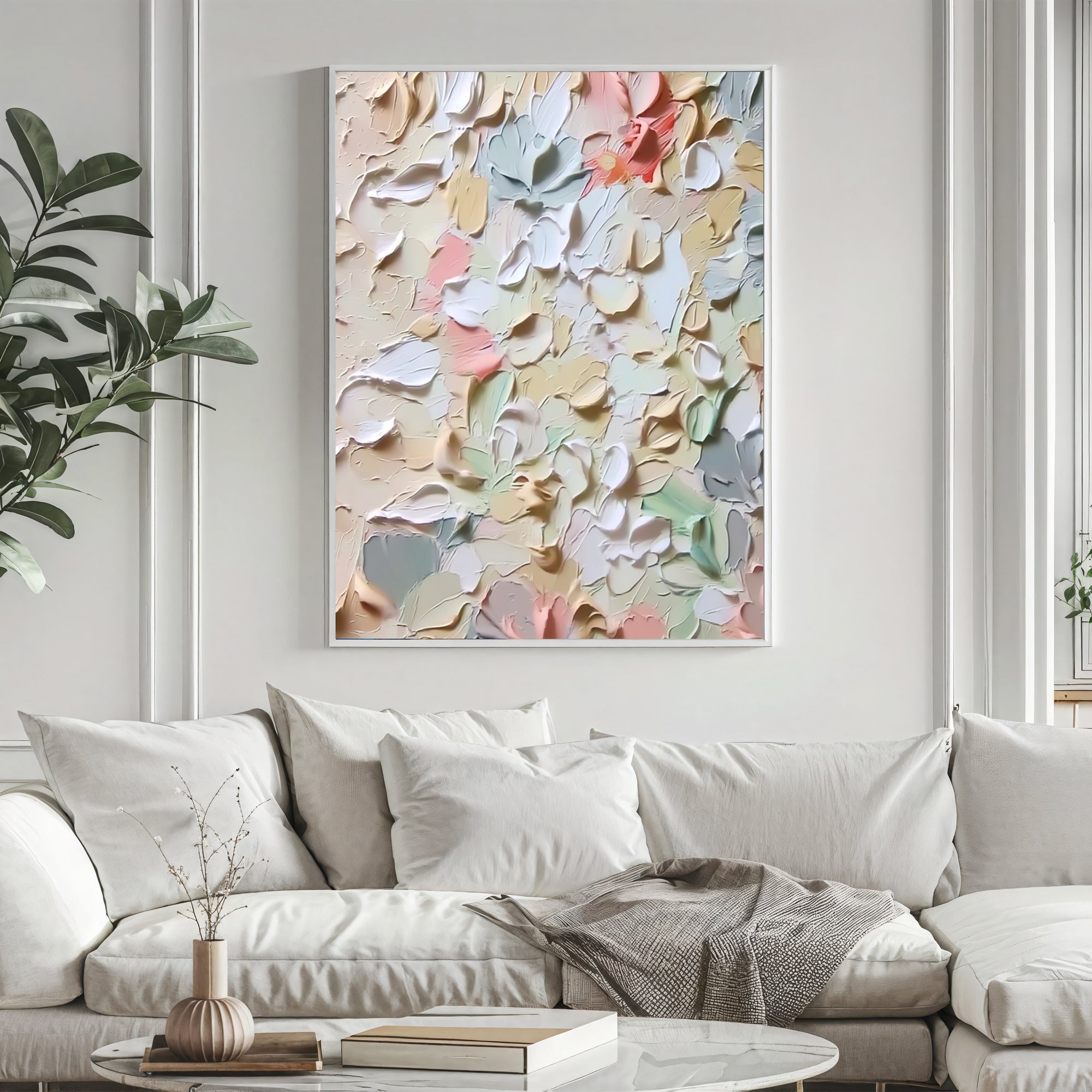 Textured Petal Tapestry | Pastel Blooms