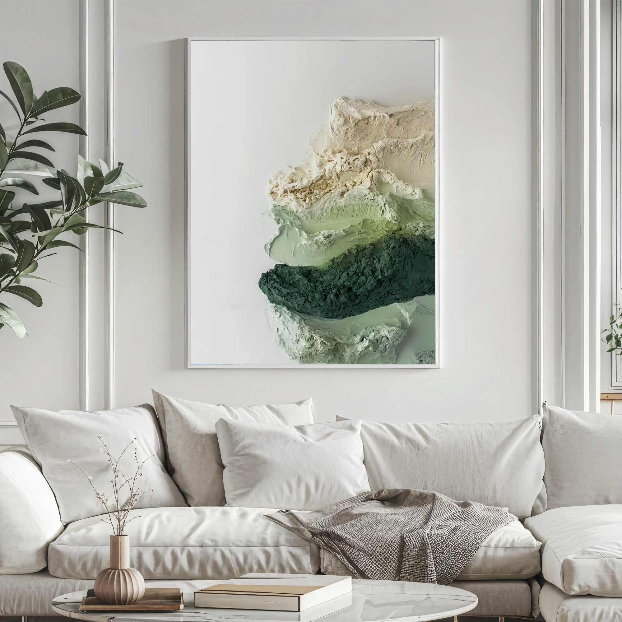 Textured Verdant Gradients | Ivory Crescents