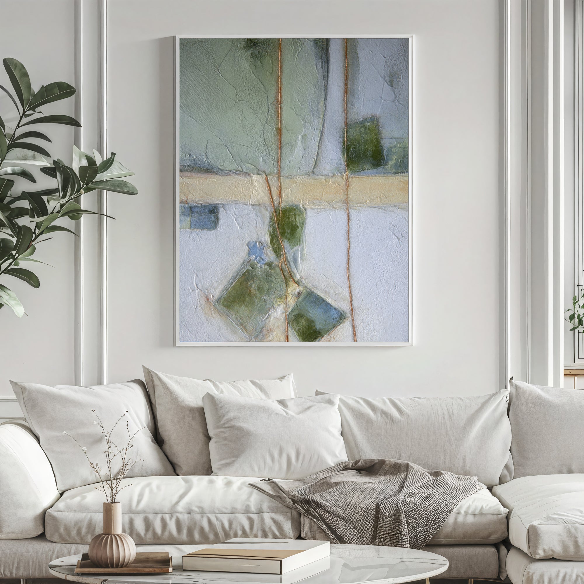 Textured Abstract Opulence | Sage Gold