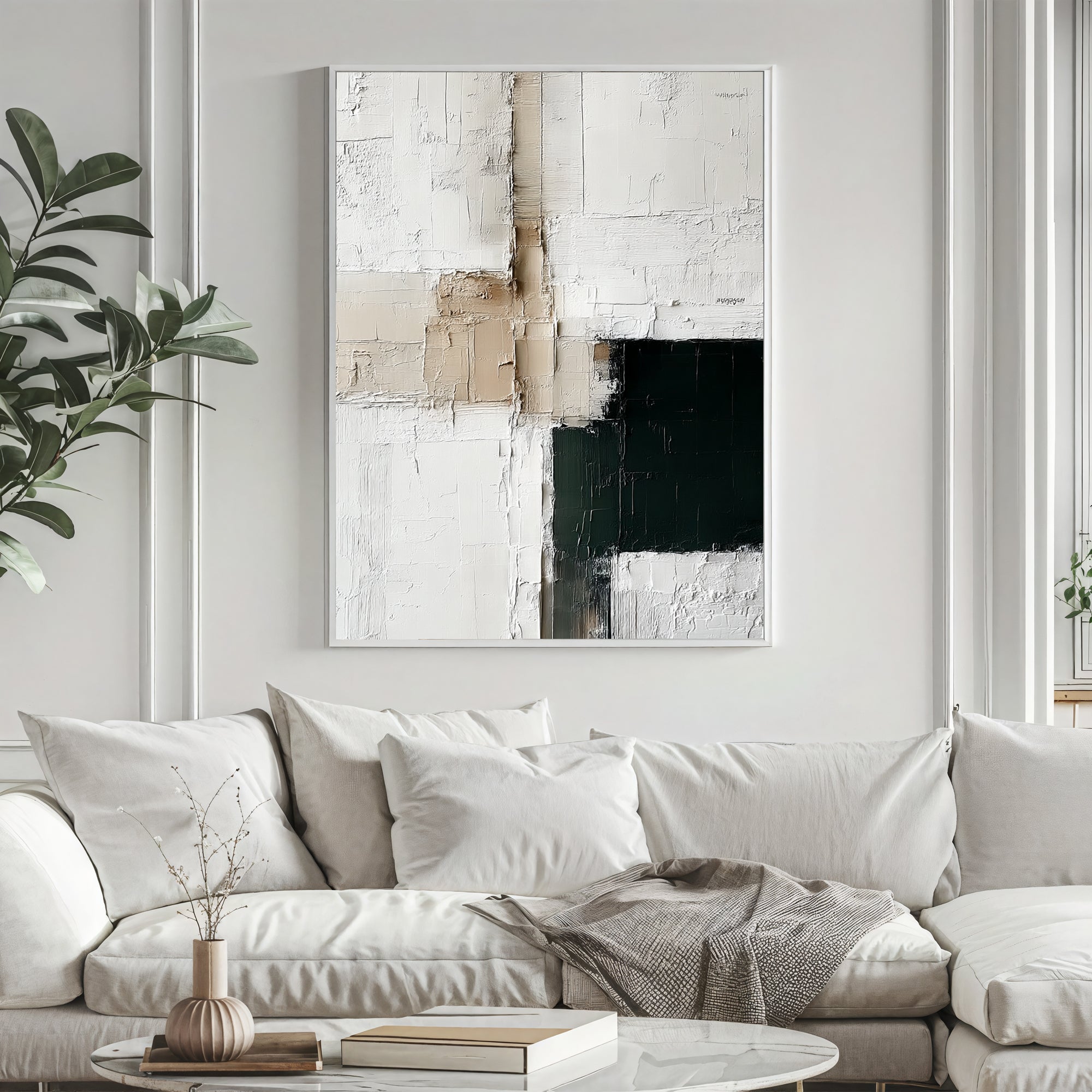 Textured Abstract Sophistication | Beige Green