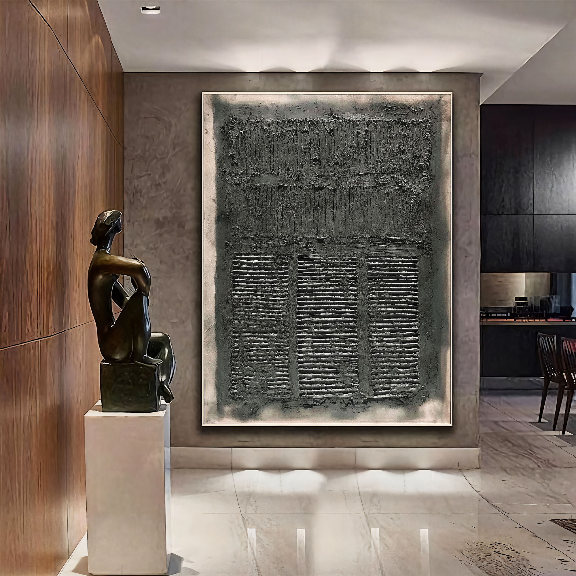 Textured Grid Mystery | Grey Black